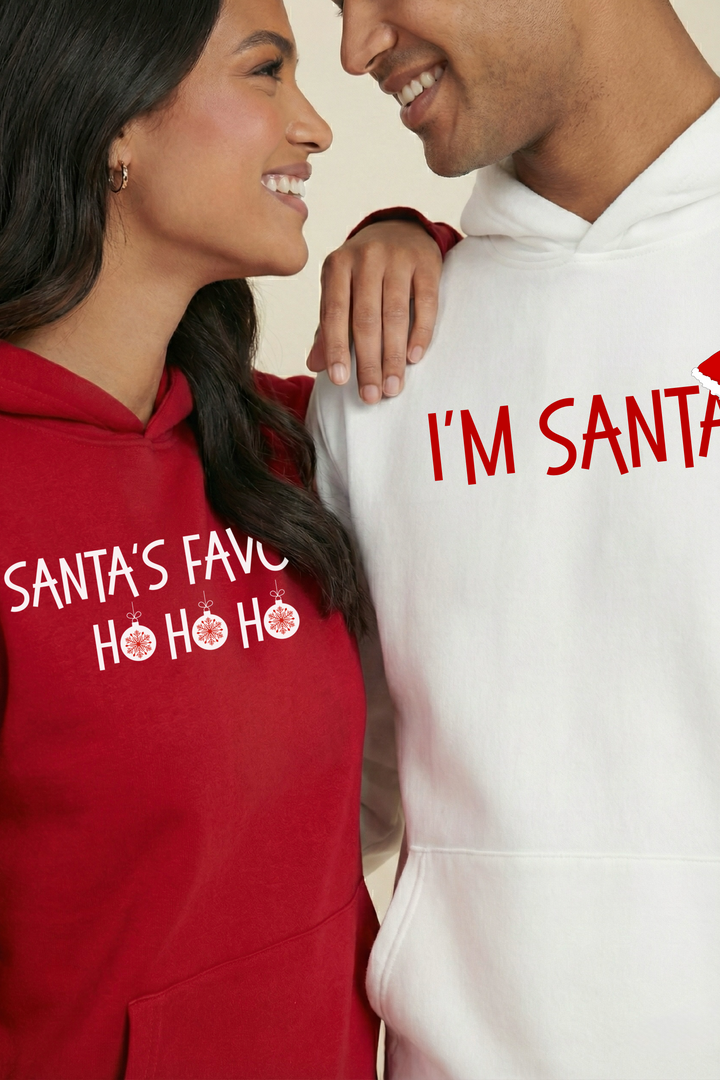 Santa’s Favorite Couple Oversized Drop Shoulder Hoodies - Pack of 2