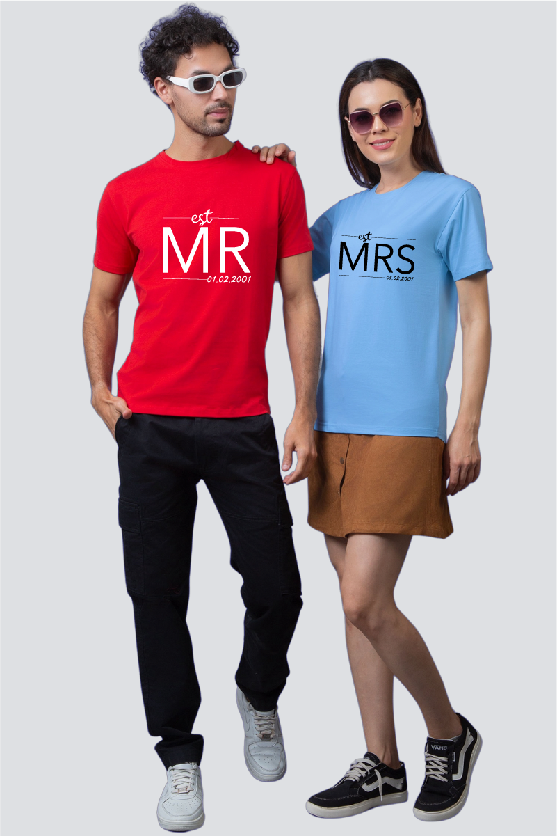 Together Since: Customized 'Mr & Mrs' Couple Tees - Pack of 2