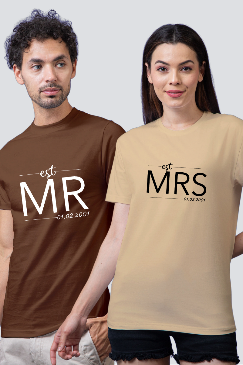 Together Since: Customized 'Mr & Mrs' Couple Tees - Pack of 2