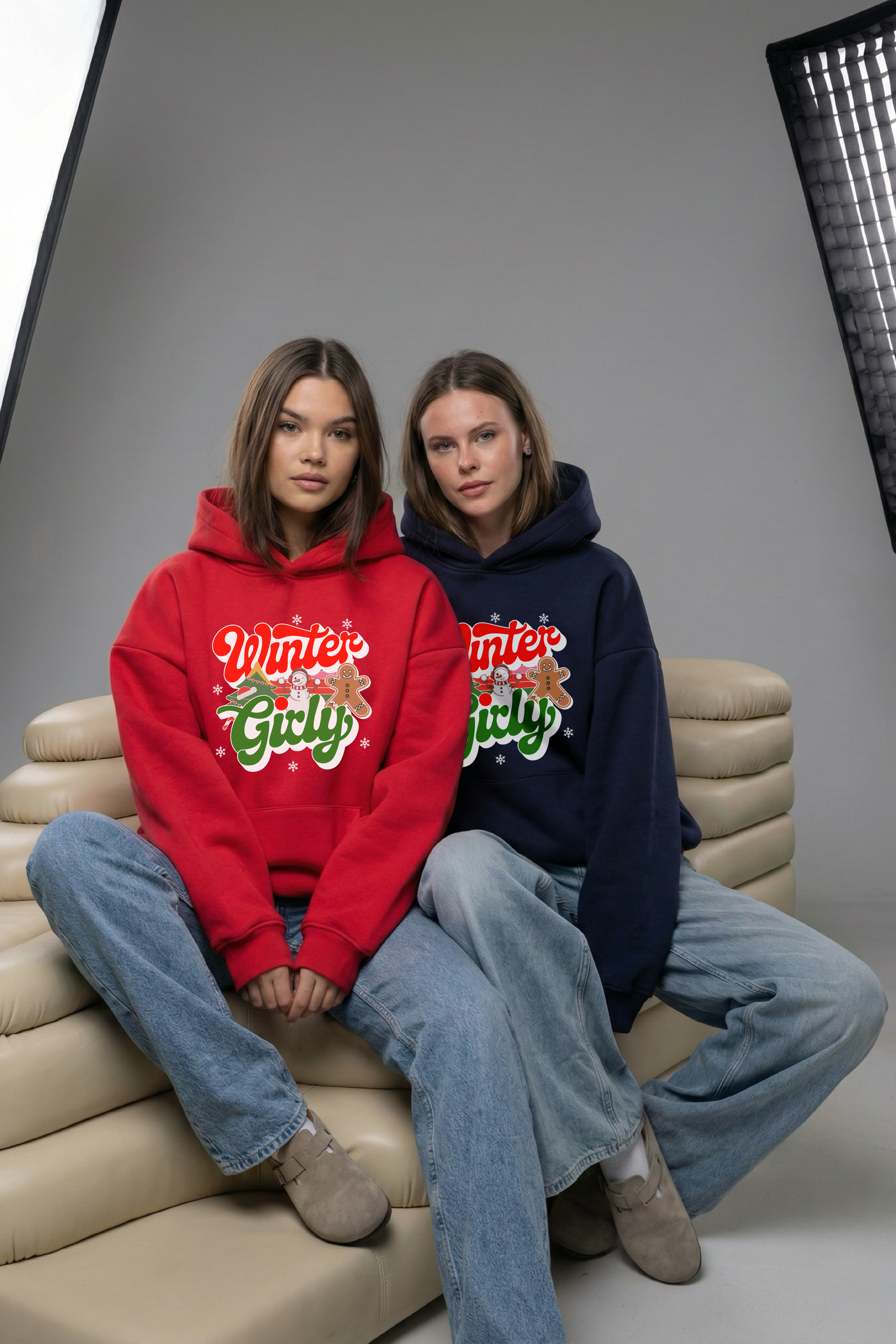 Winter Girly Oversized Drop-shoulder Hoodie