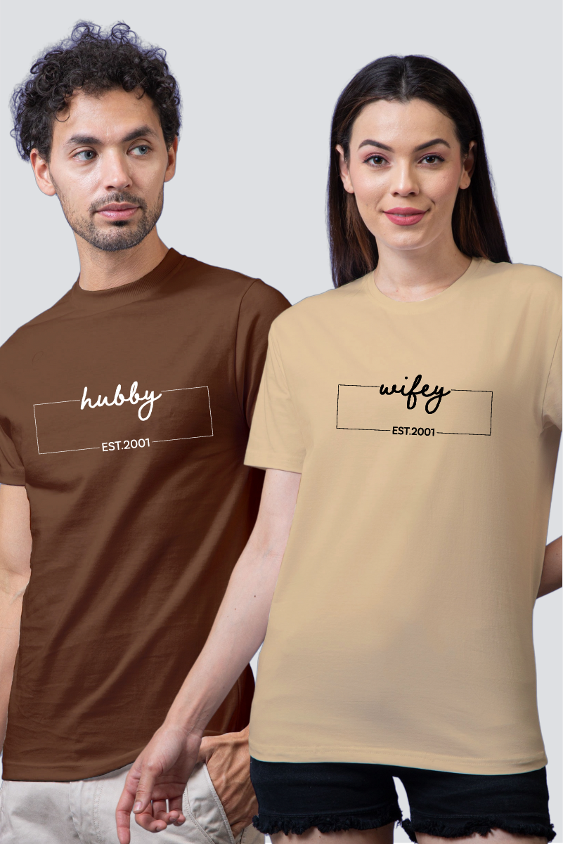 'Hubby & Wifey' Edition Couple Tees - Pack of 2 (Customised)