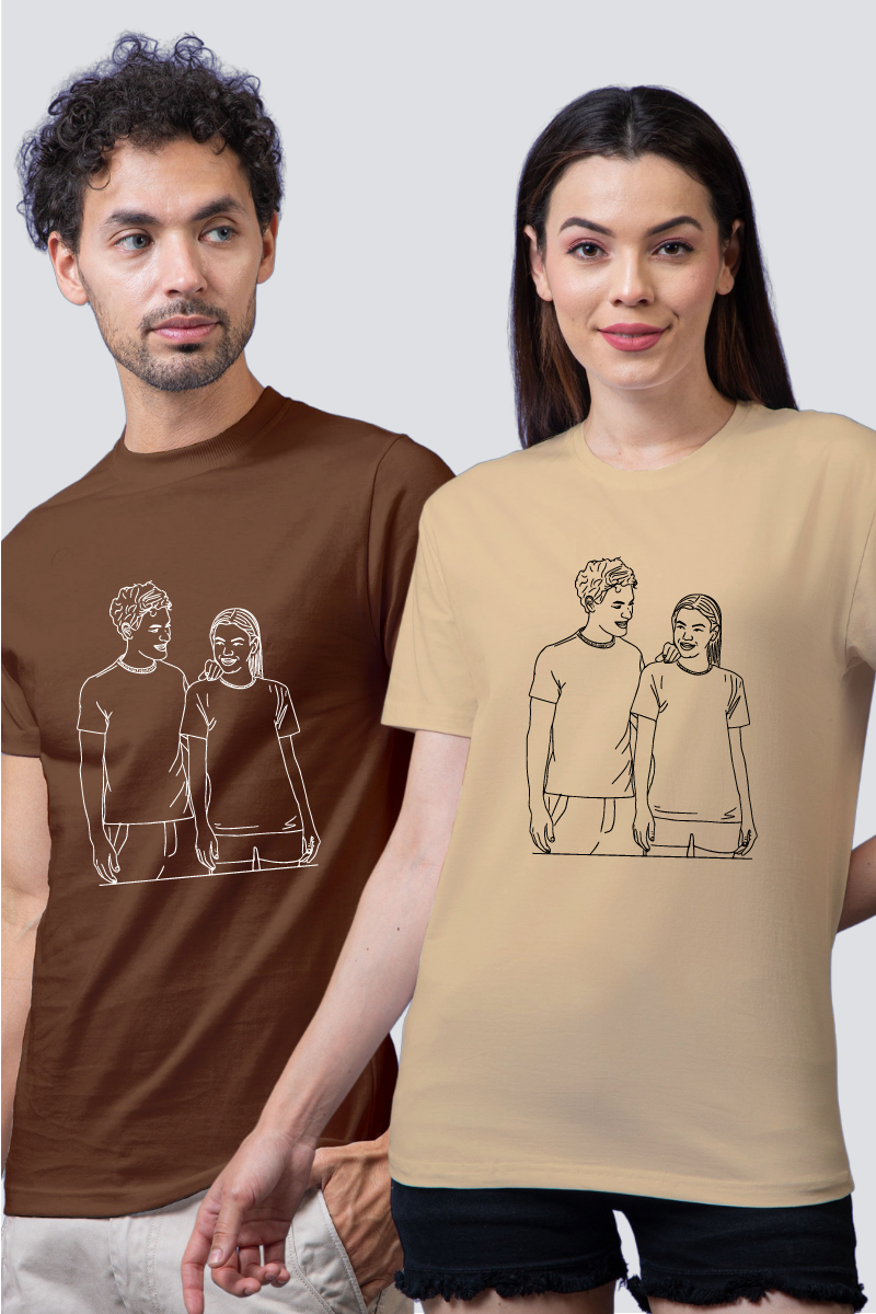 Personalized Portrait Couple Tees - Pack of 2