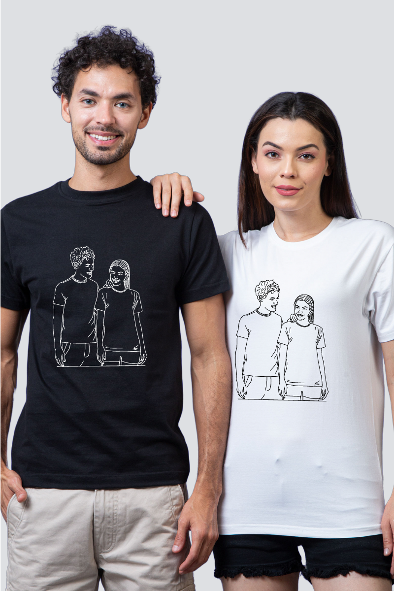 Personalized Portrait Couple Tees - Pack of 2