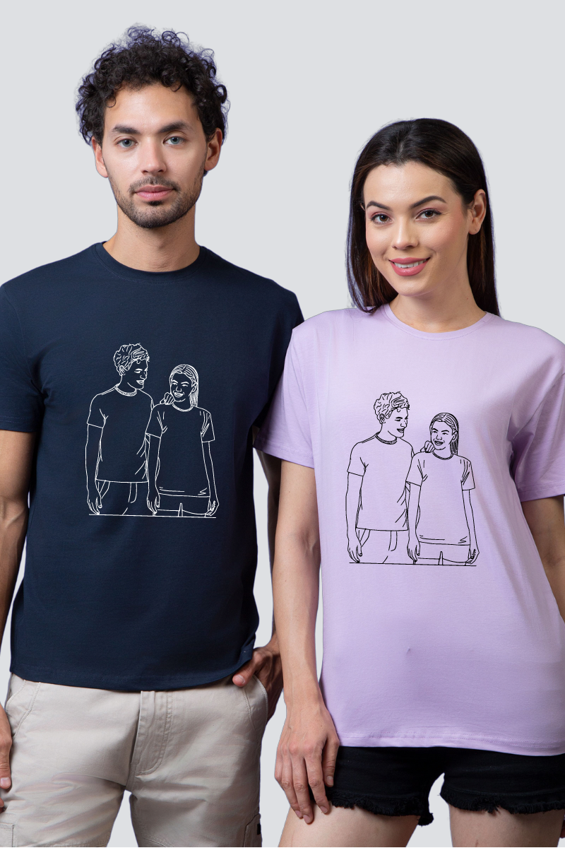 Personalized Portrait Couple Tees - Pack of 2