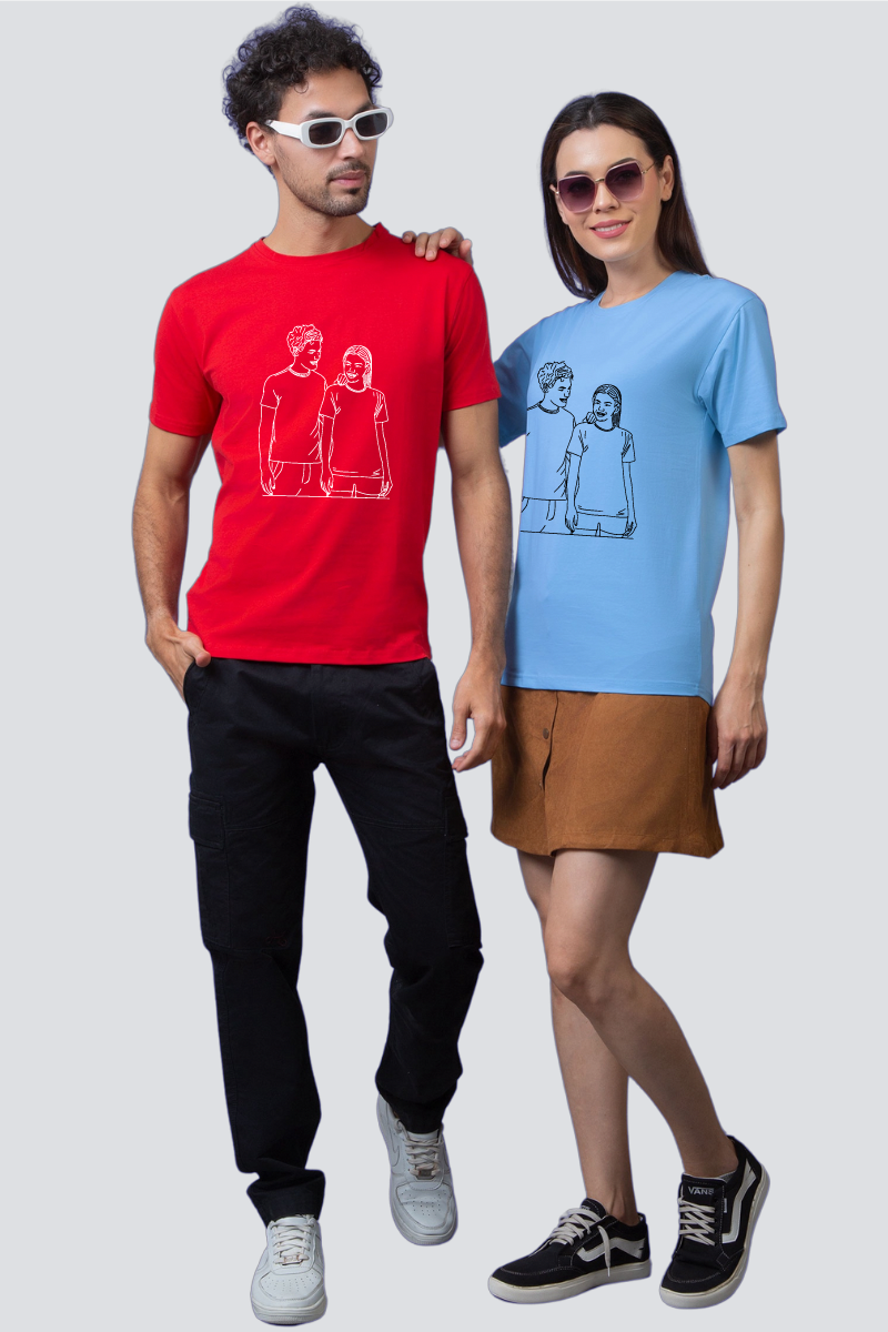 Personalized Portrait Couple Tees - Pack of 2