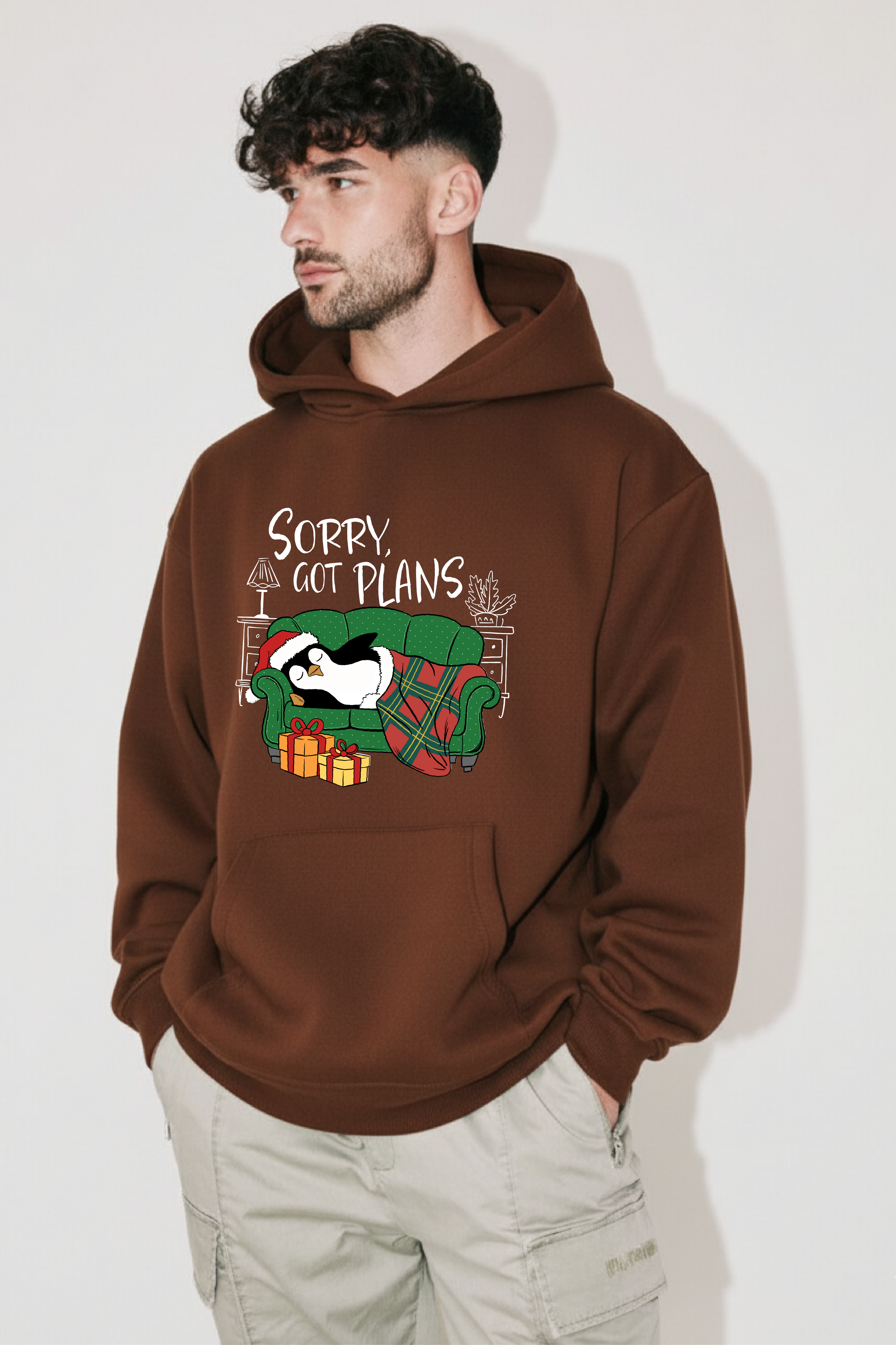 Sorry Got Plans Oversized Drop-Shoulder Hoodie