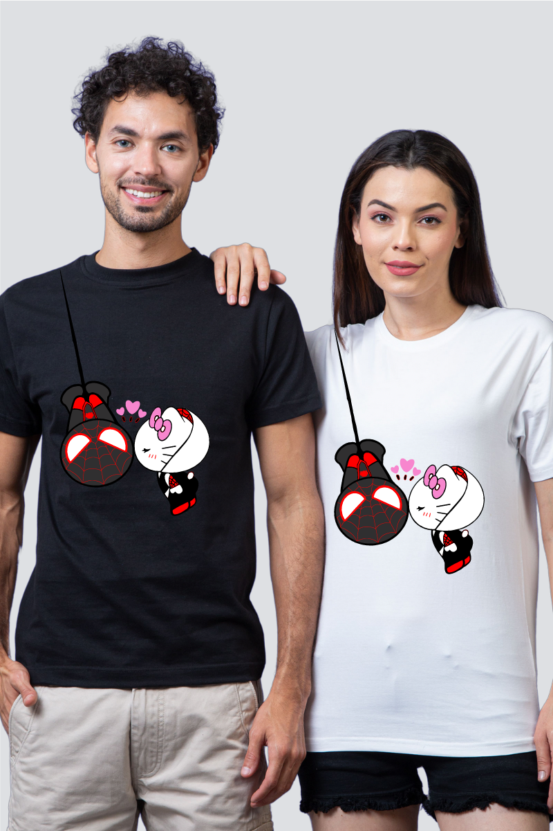 Purr-fect Web of Love Couple Unisex Tees - Pack of 2