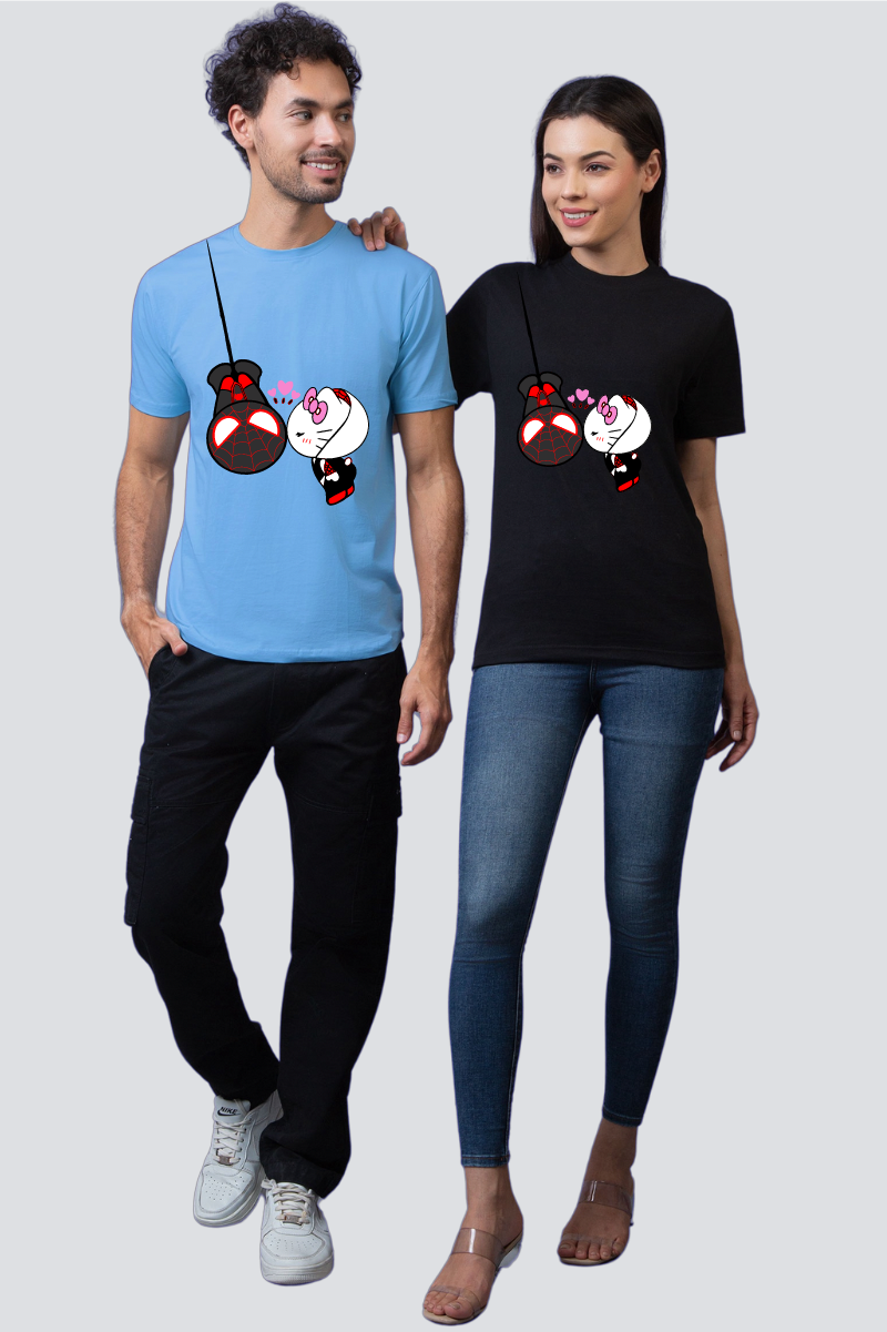 Purr-fect Web of Love Couple Unisex Tees - Pack of 2