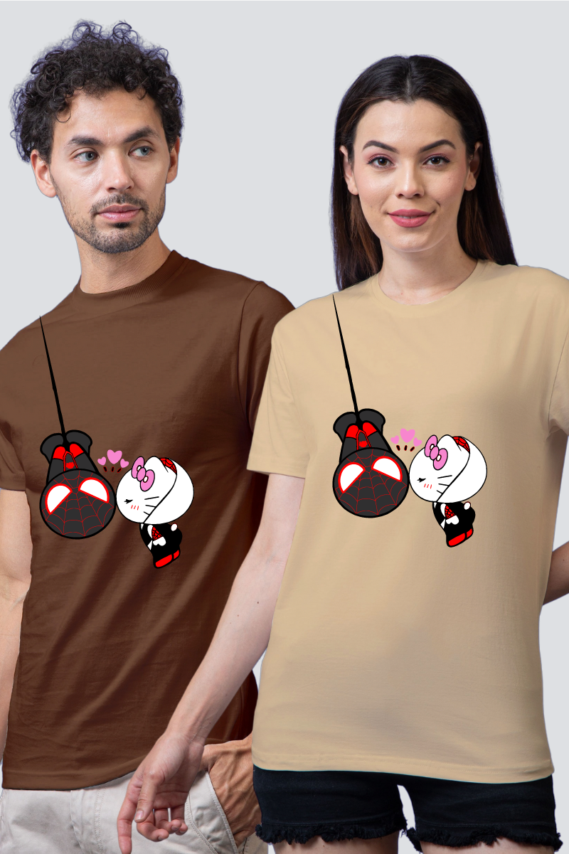 Purr-fect Web of Love Couple Unisex Tees - Pack of 2