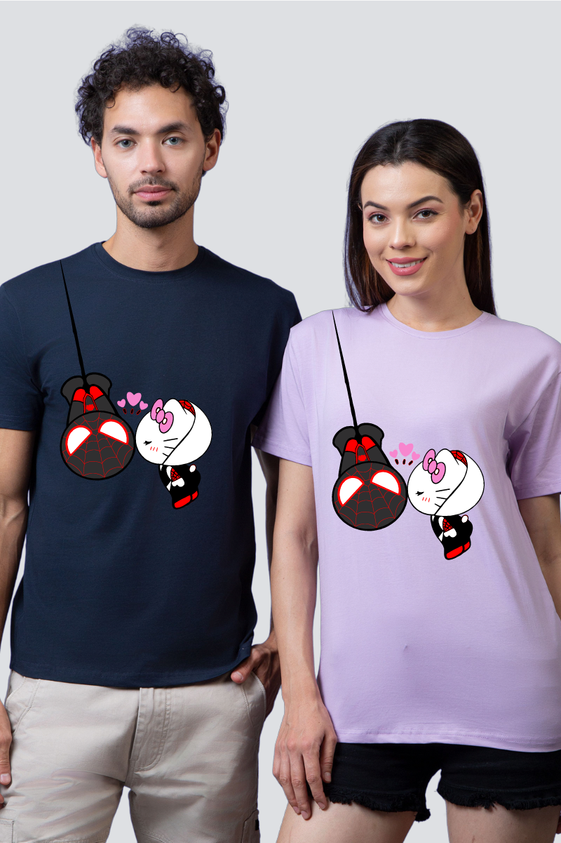 Purr-fect Web of Love Couple Unisex Tees - Pack of 2