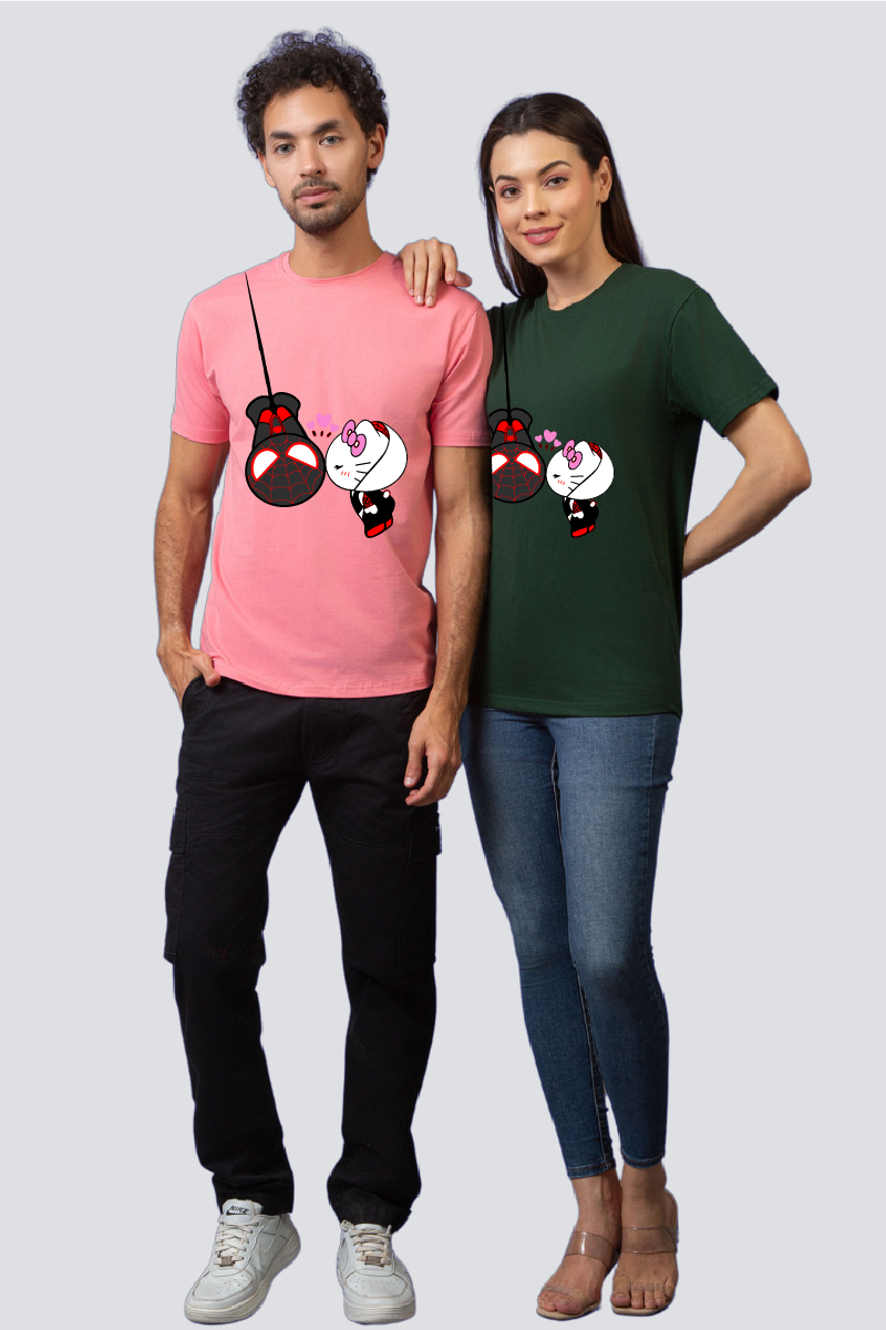 Purr-fect Web of Love Couple Unisex Tees - Pack of 2