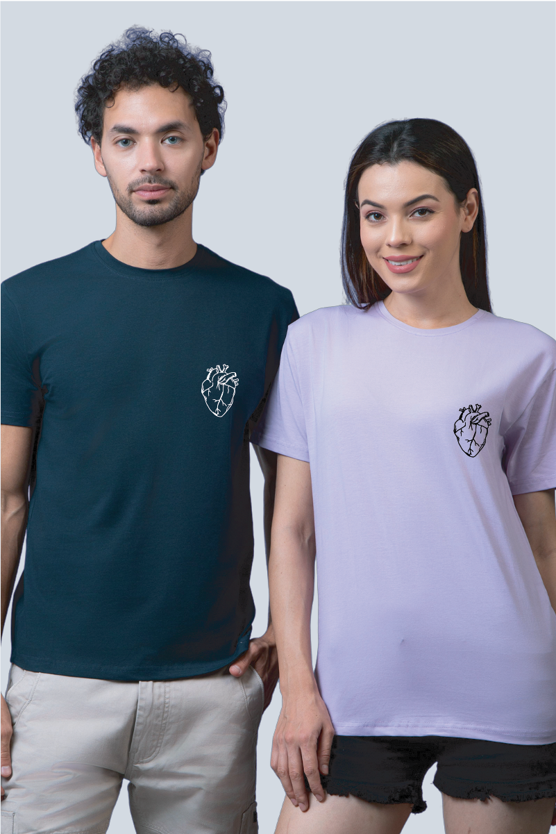 Heart Illustration Couple Unisex Tees - Pack of 2