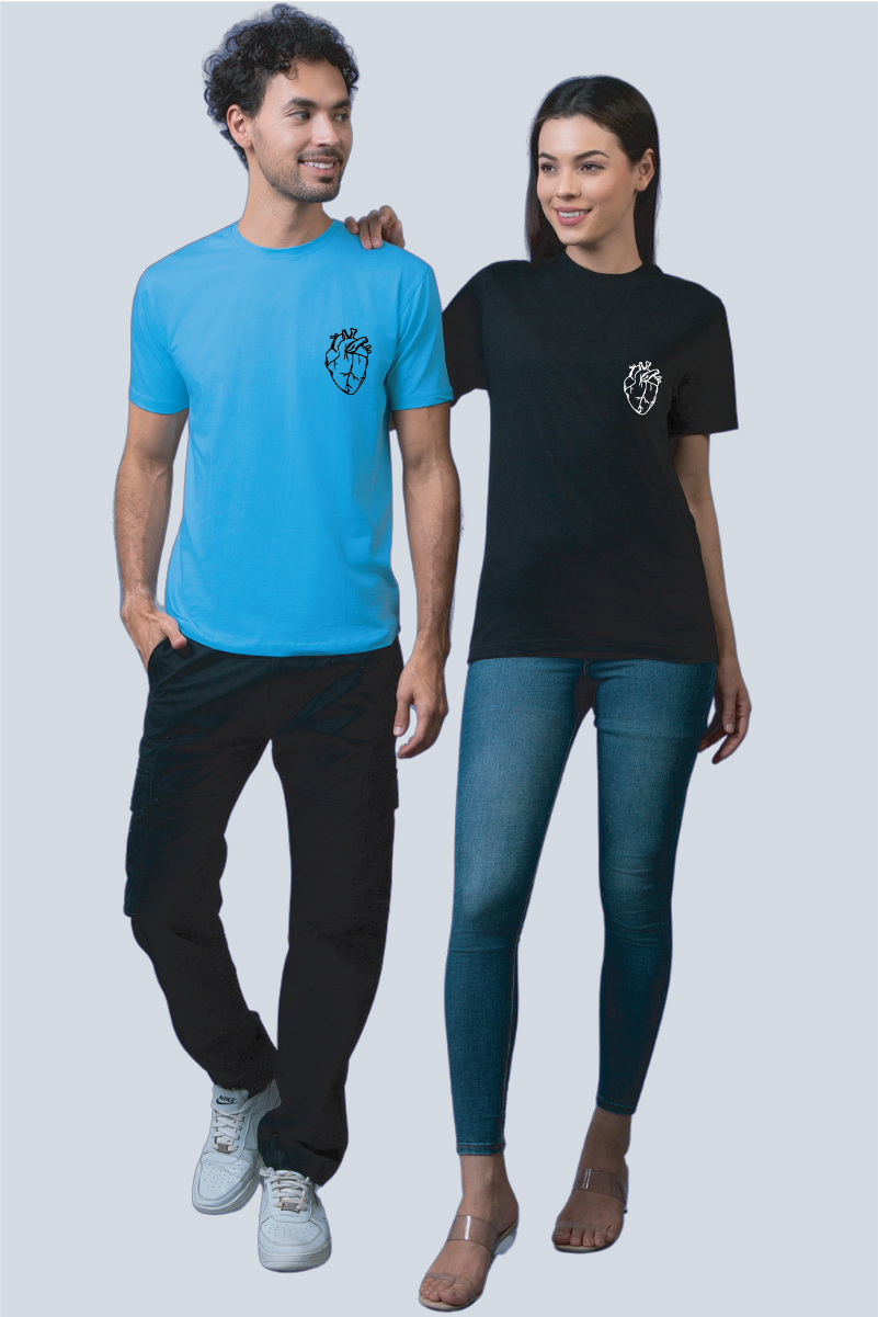 Heart Illustration Couple Unisex Tees - Pack of 2