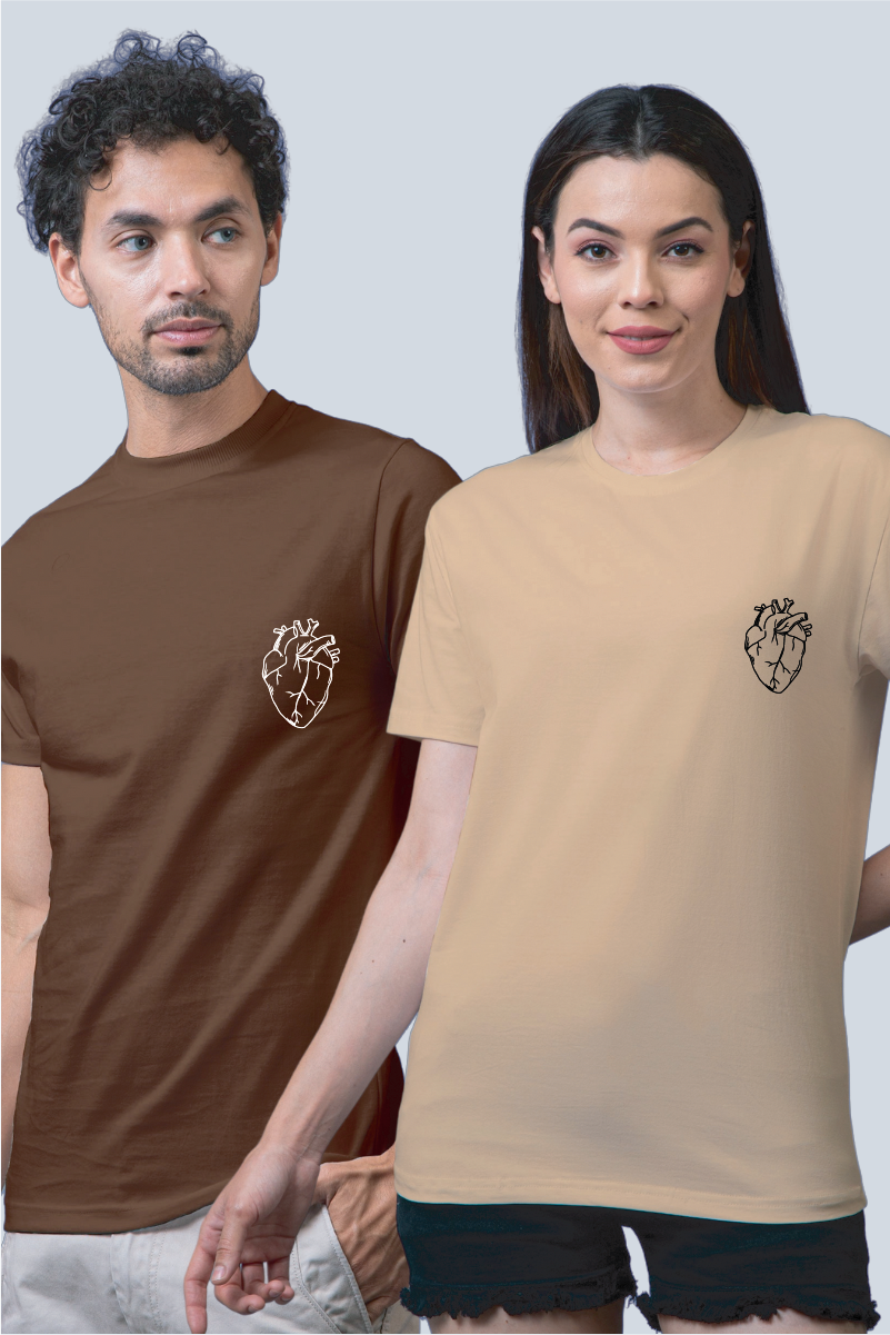 Heart Illustration Couple Unisex Tees - Pack of 2