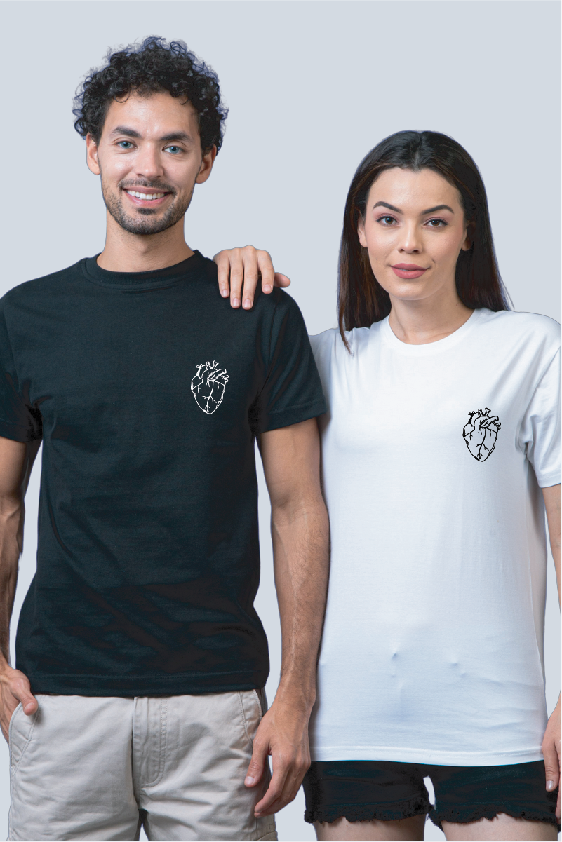 Heart Illustration Couple Unisex Tees - Pack of 2