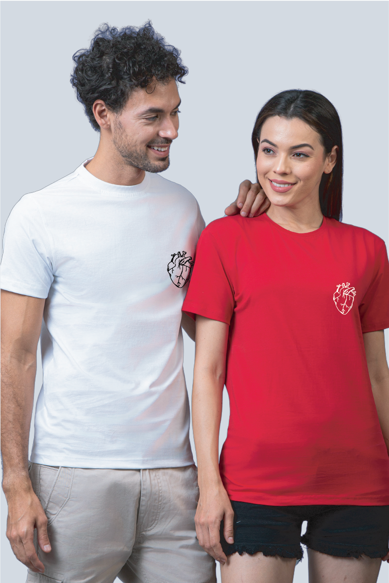 Heart Illustration Couple Unisex Tees - Pack of 2