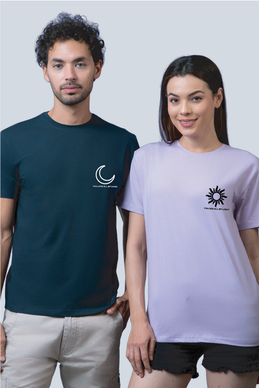 Sun Moon Couple Unisex Tees - Pack of 2