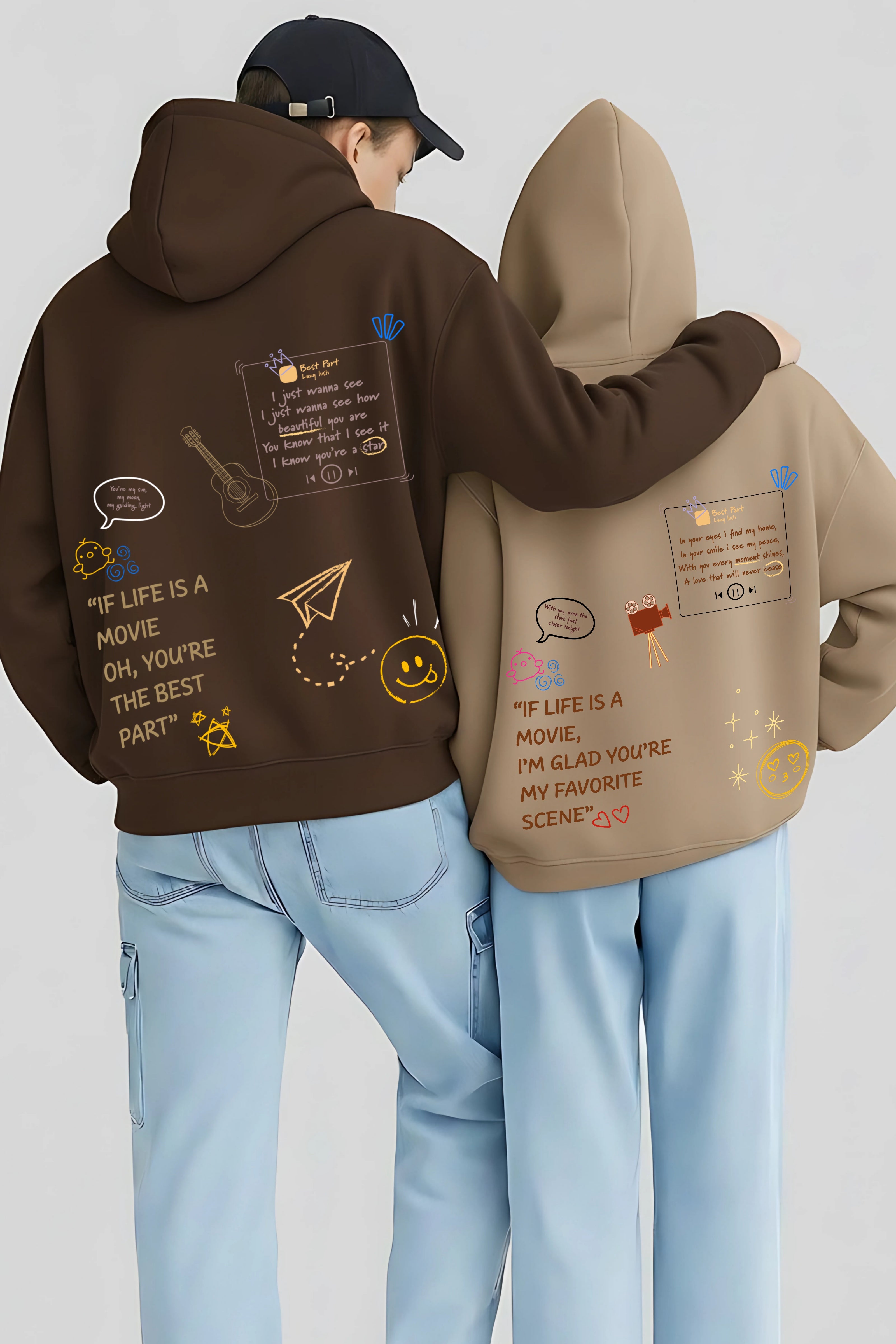 If Life is a Movie Oversized Drop Shoulder Hoodies - Pack of 2