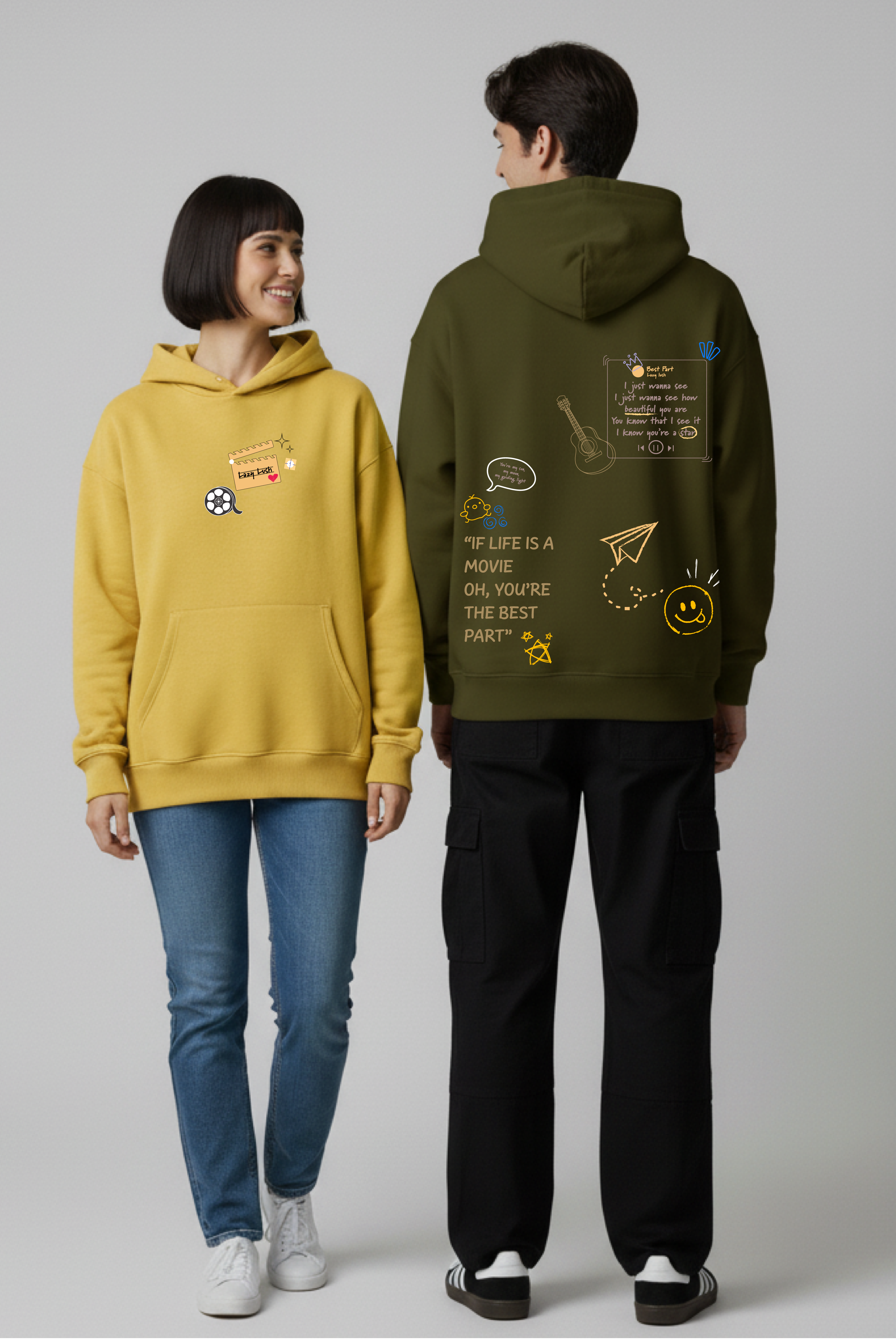 If Life is a Movie Oversized Drop Shoulder Hoodies - Pack of 2