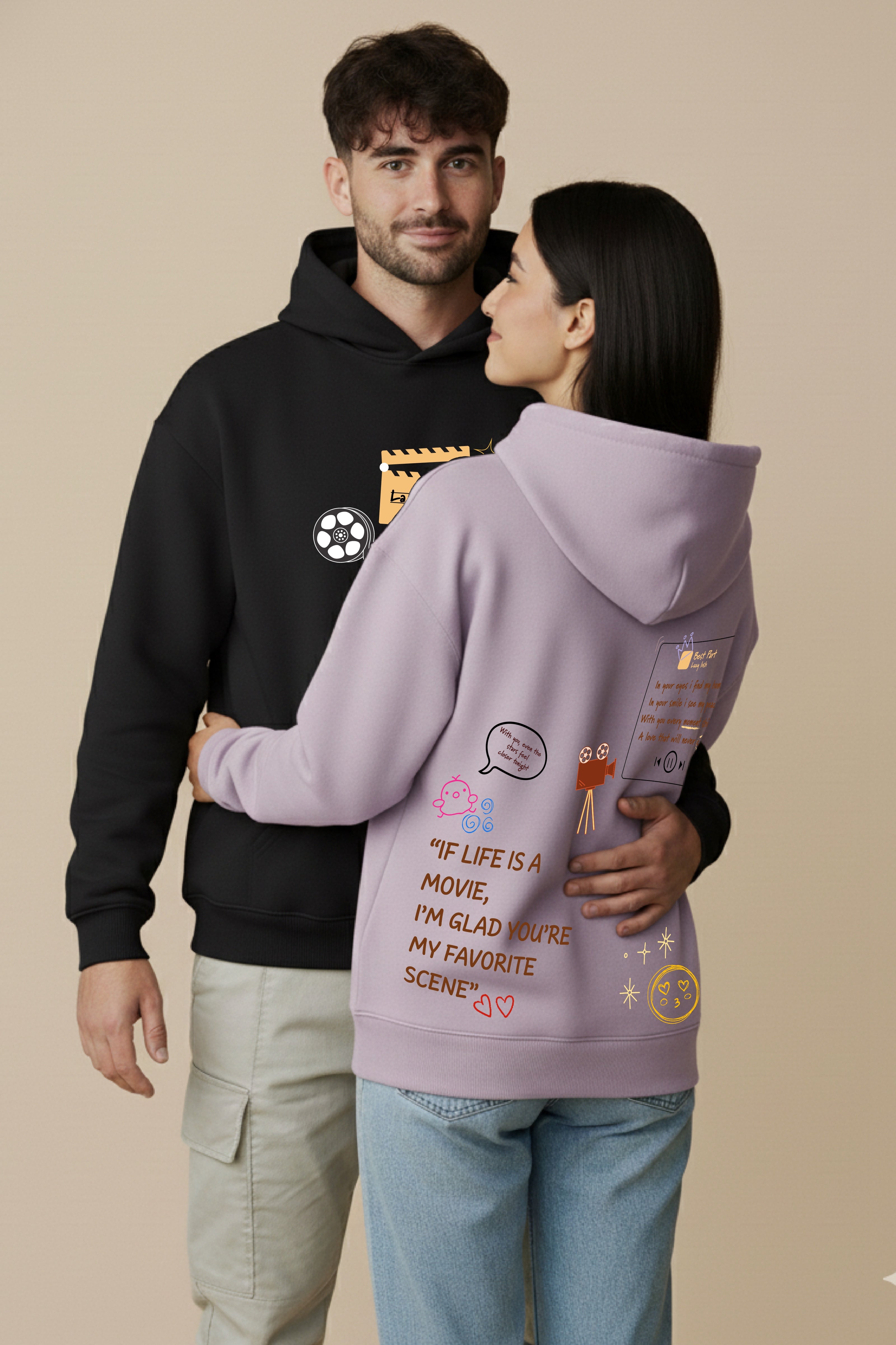 If Life is a Movie Oversized Drop Shoulder Hoodies - Pack of 2