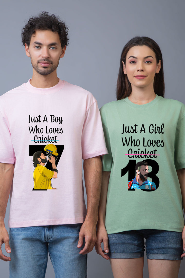 IPL Fan Oversized Couple Tees – 7 & 18 Edition - Pack of 2