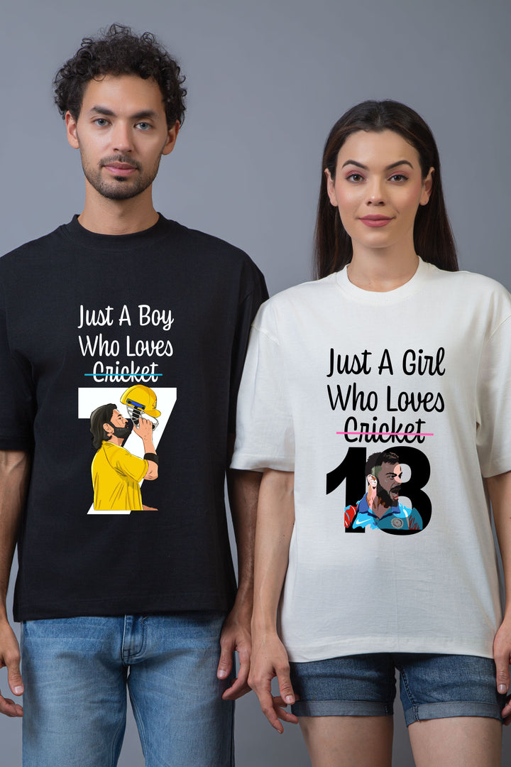 IPL Fan Oversized Couple Tees – 7 & 18 Edition - Pack of 2