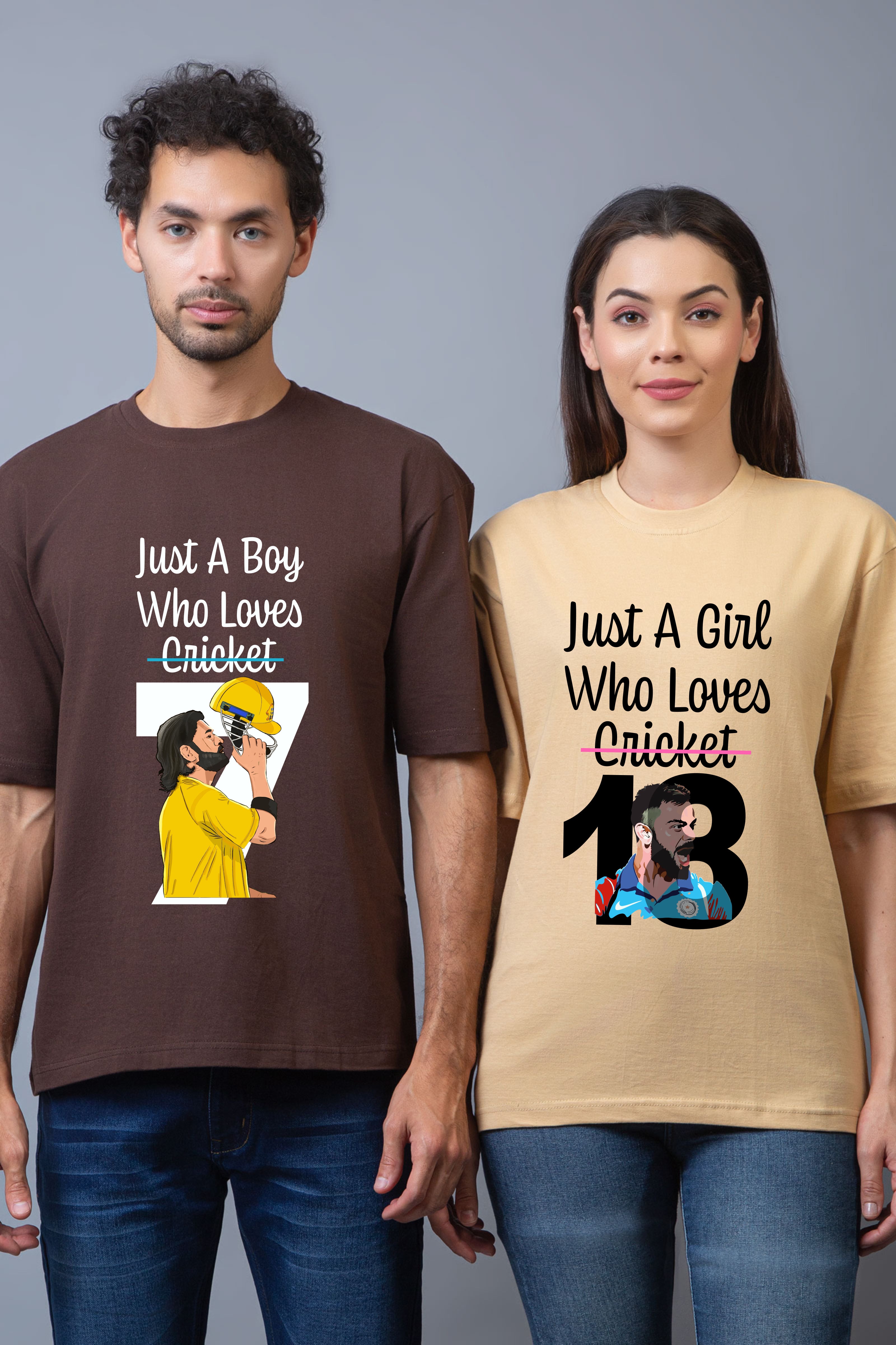 IPL Fan Oversized Couple Tees – 7 & 18 Edition - Pack of 2