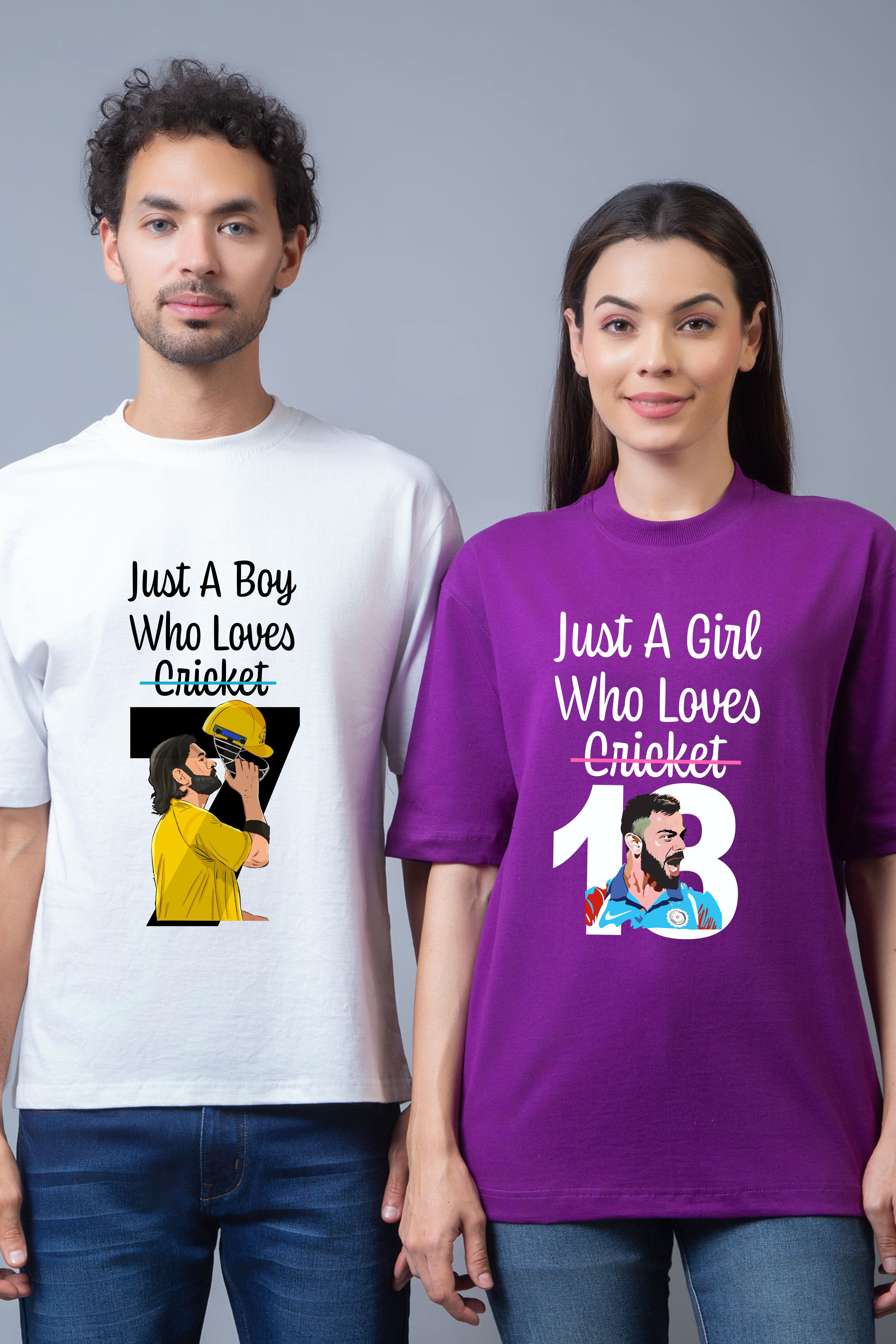 IPL Fan Oversized Couple Tees – 7 & 18 Edition - Pack of 2