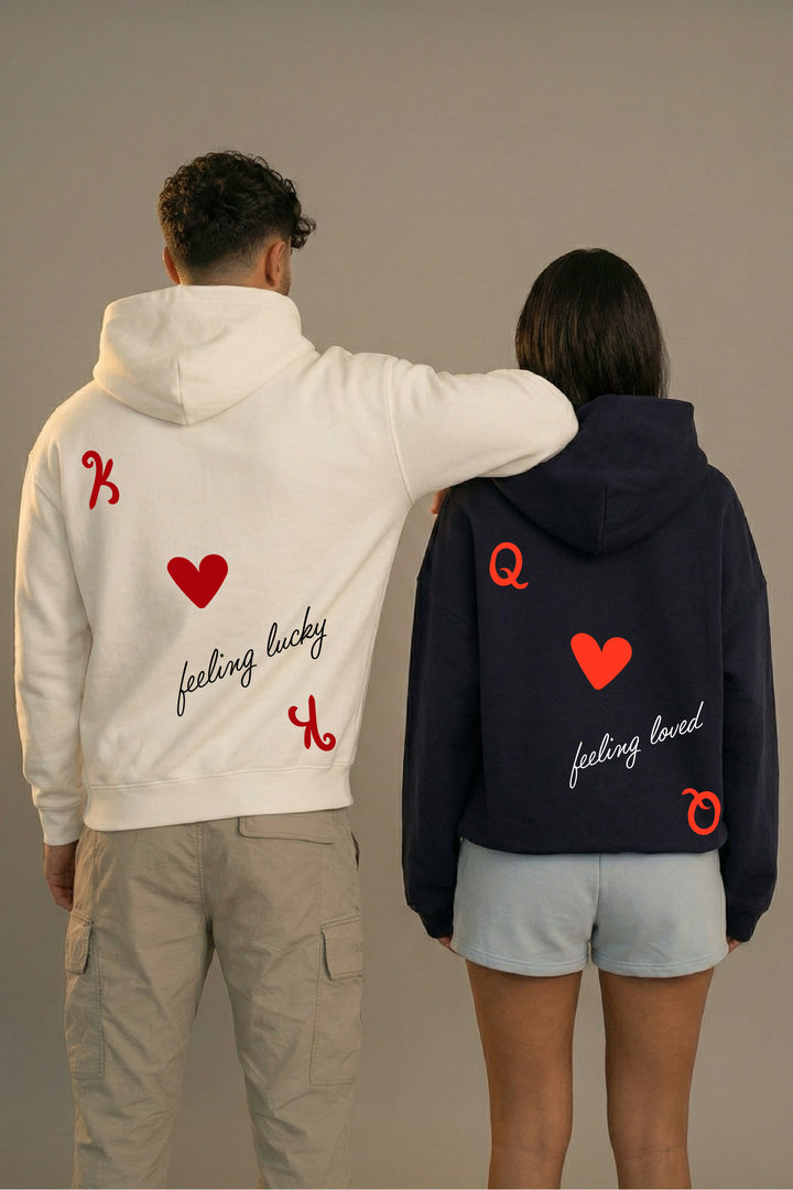 King I Queen of Hearts Oversized Drop Shoulder Hoodies - Pack of 2