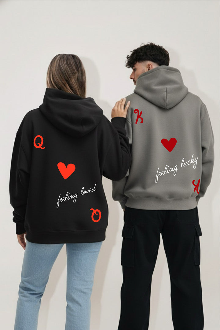 King I Queen of Hearts Oversized Drop Shoulder Hoodies - Pack of 2