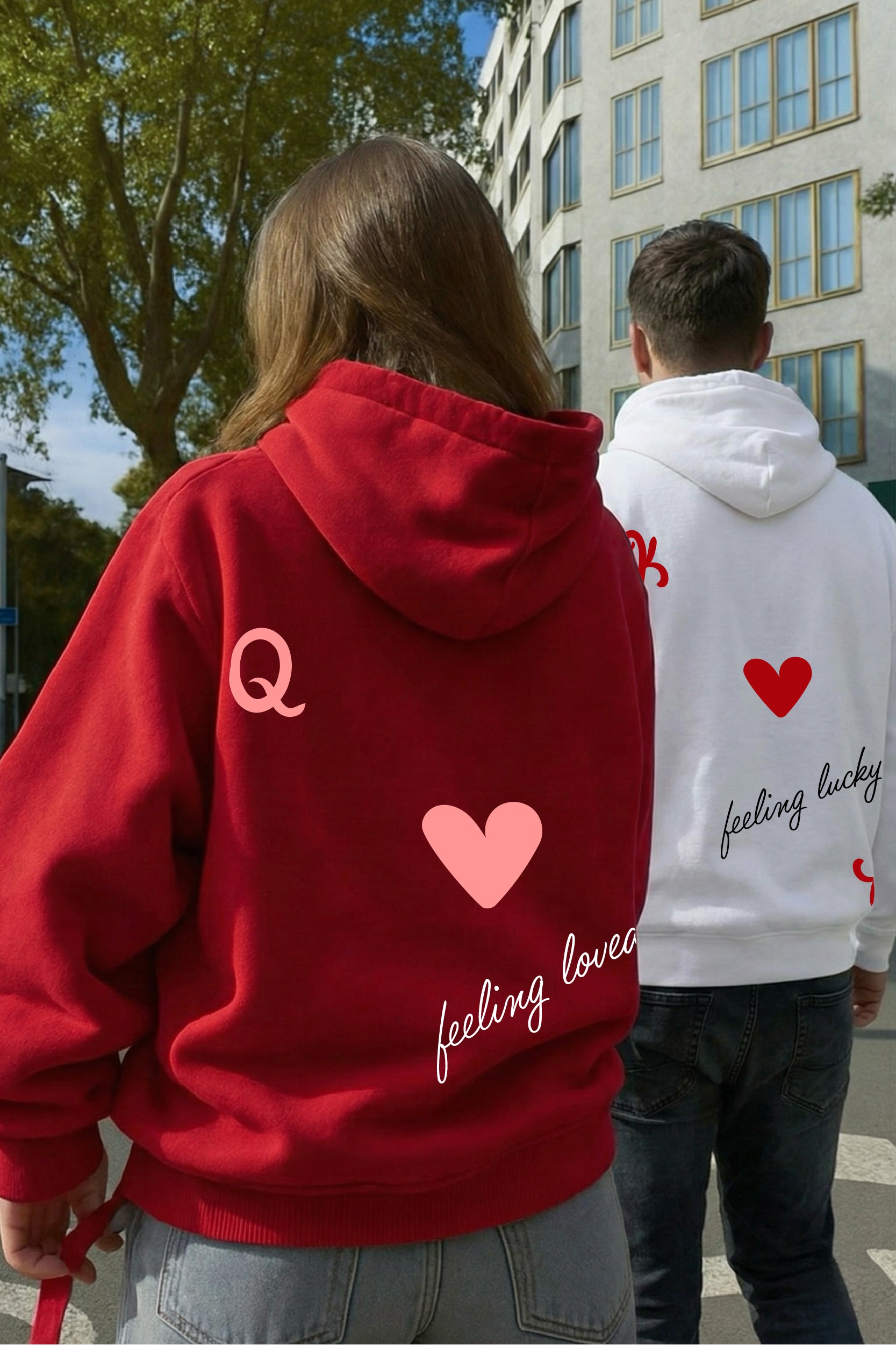 King I Queen of Hearts Oversized Drop Shoulder Hoodies - Pack of 2
