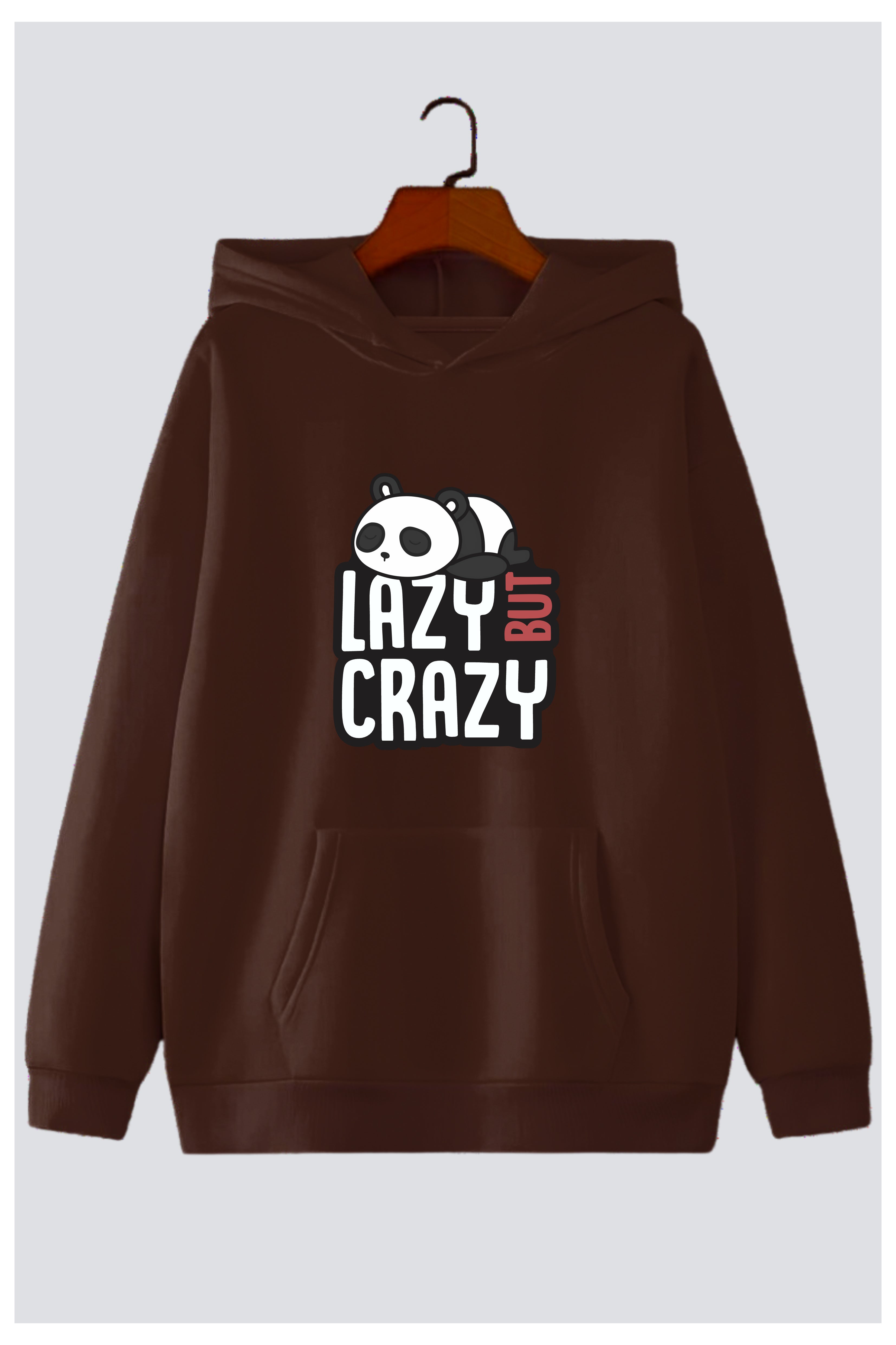 Lazy But Crazy Panda Oversized Drop-Shoulder Hoodie