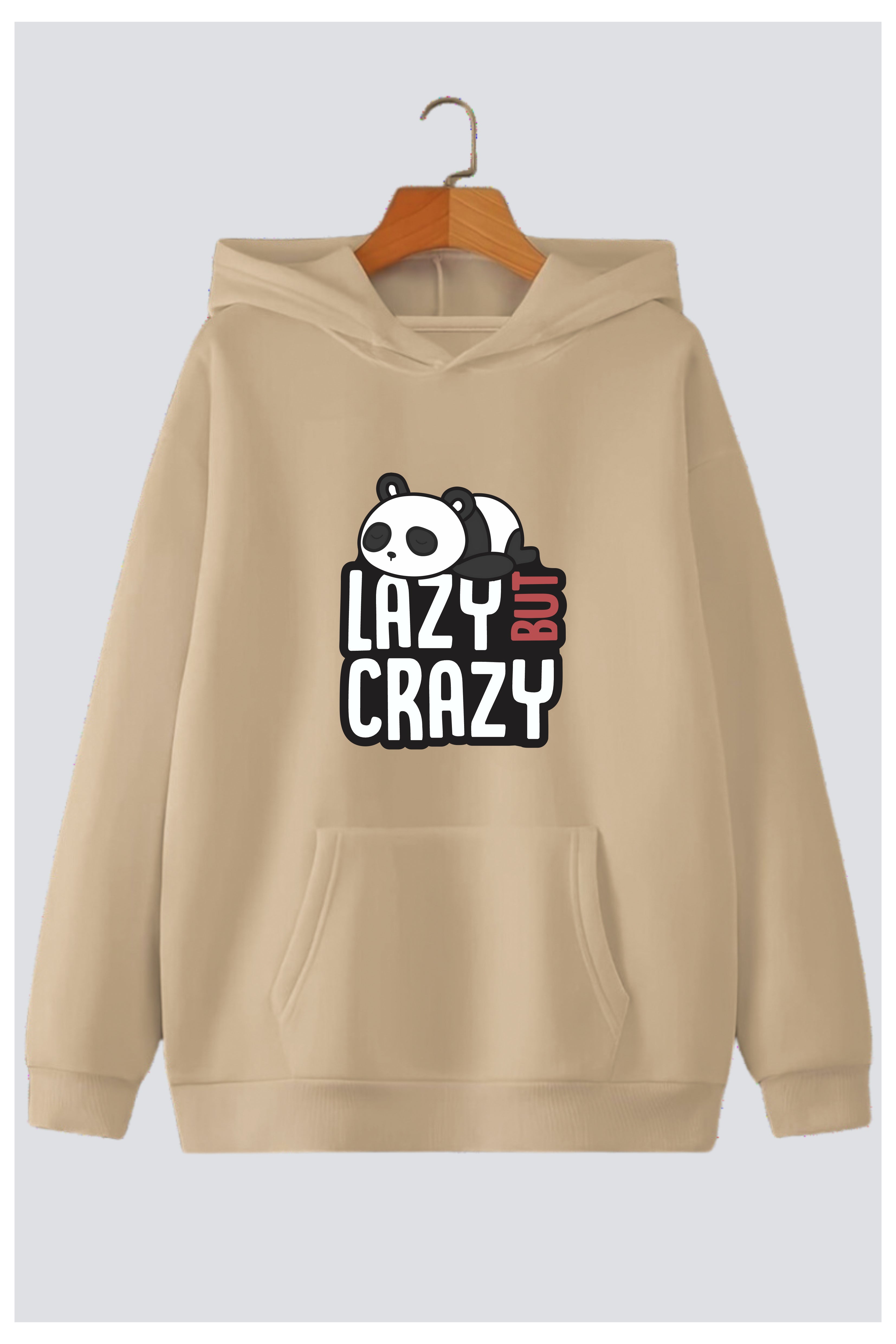 Lazy But Crazy Panda Oversized Drop-Shoulder Hoodie