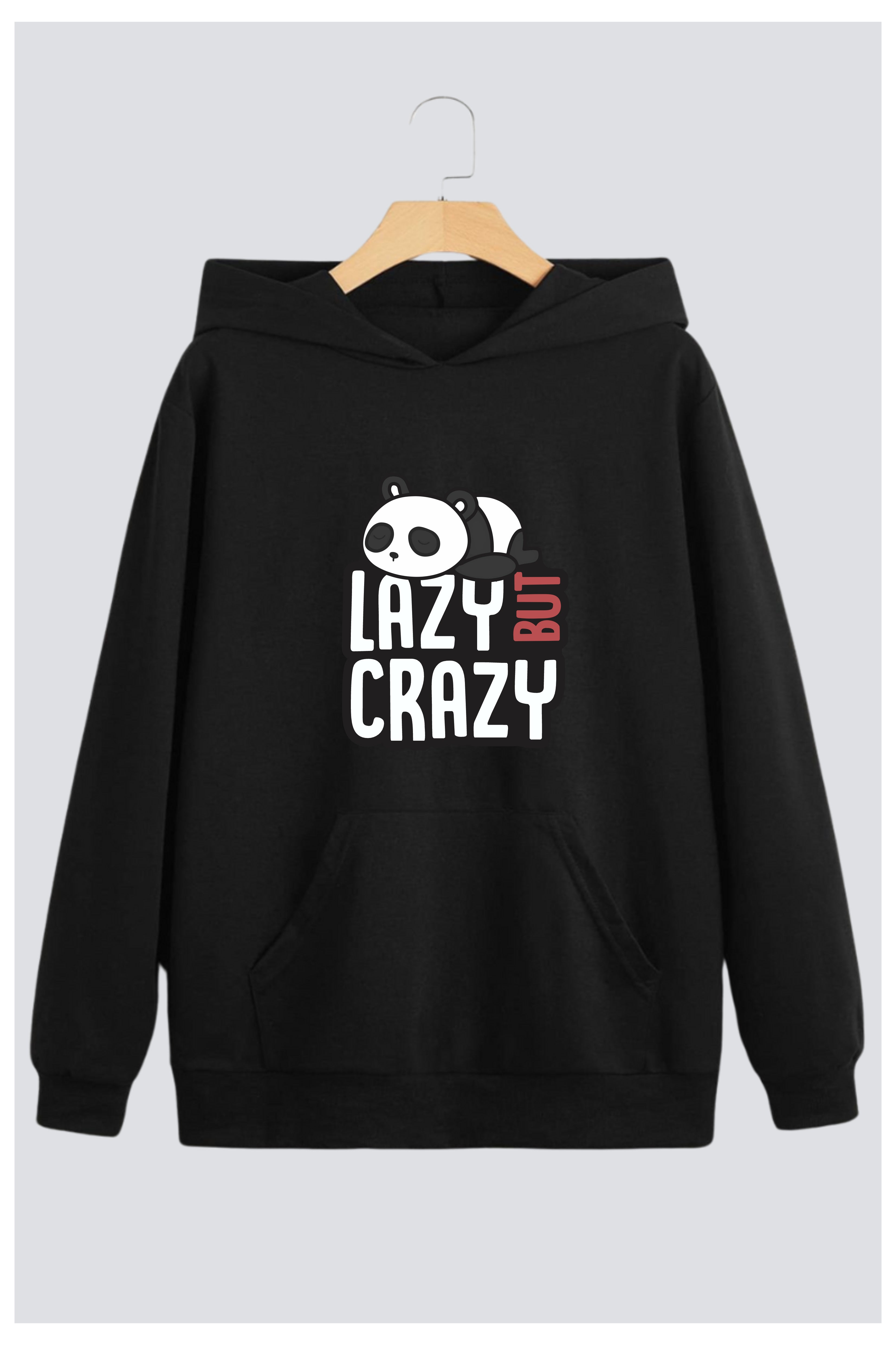 Lazy But Crazy Panda Oversized Drop-Shoulder Hoodie
