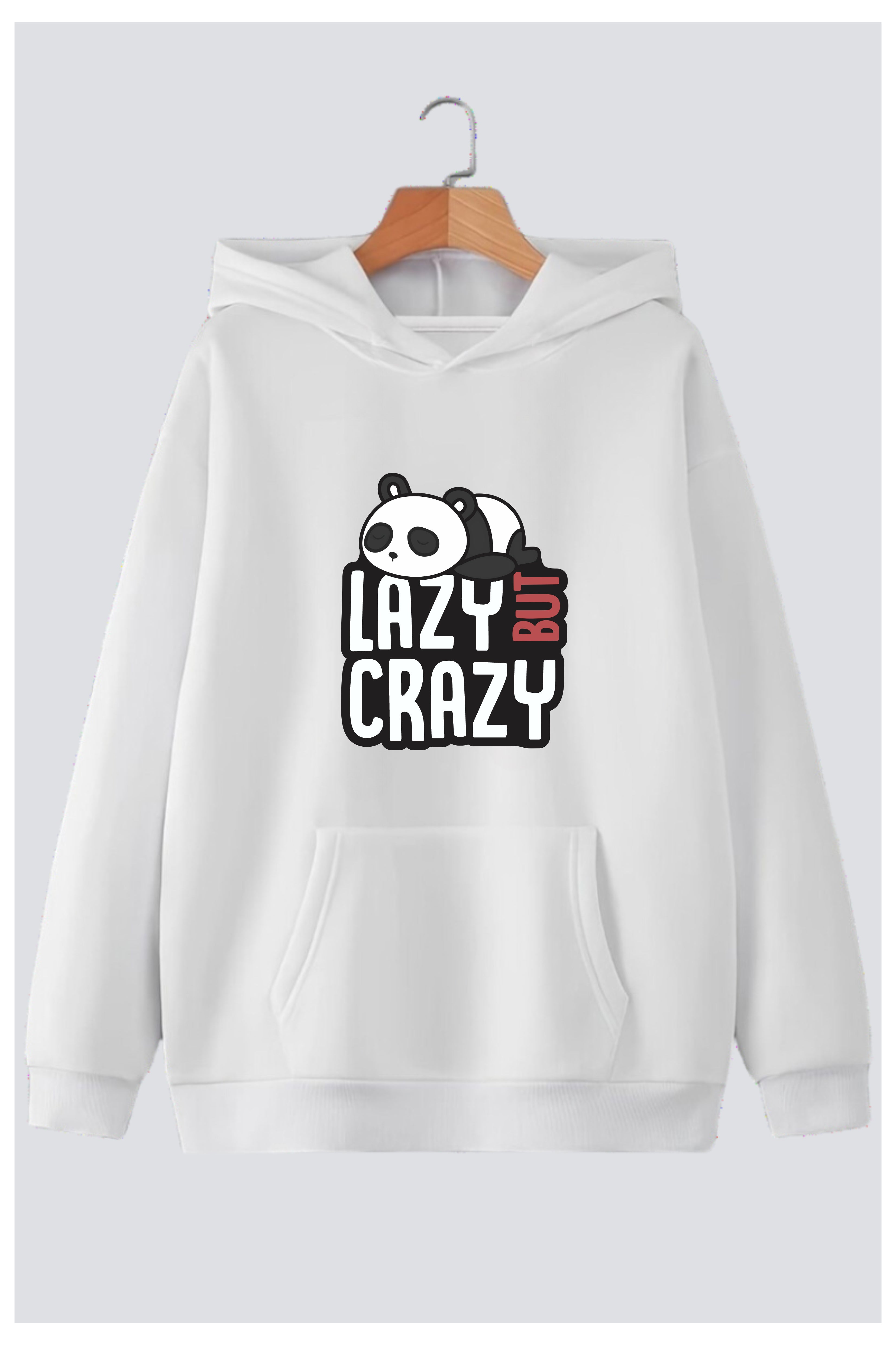 Lazy But Crazy Panda Oversized Drop-Shoulder Hoodie