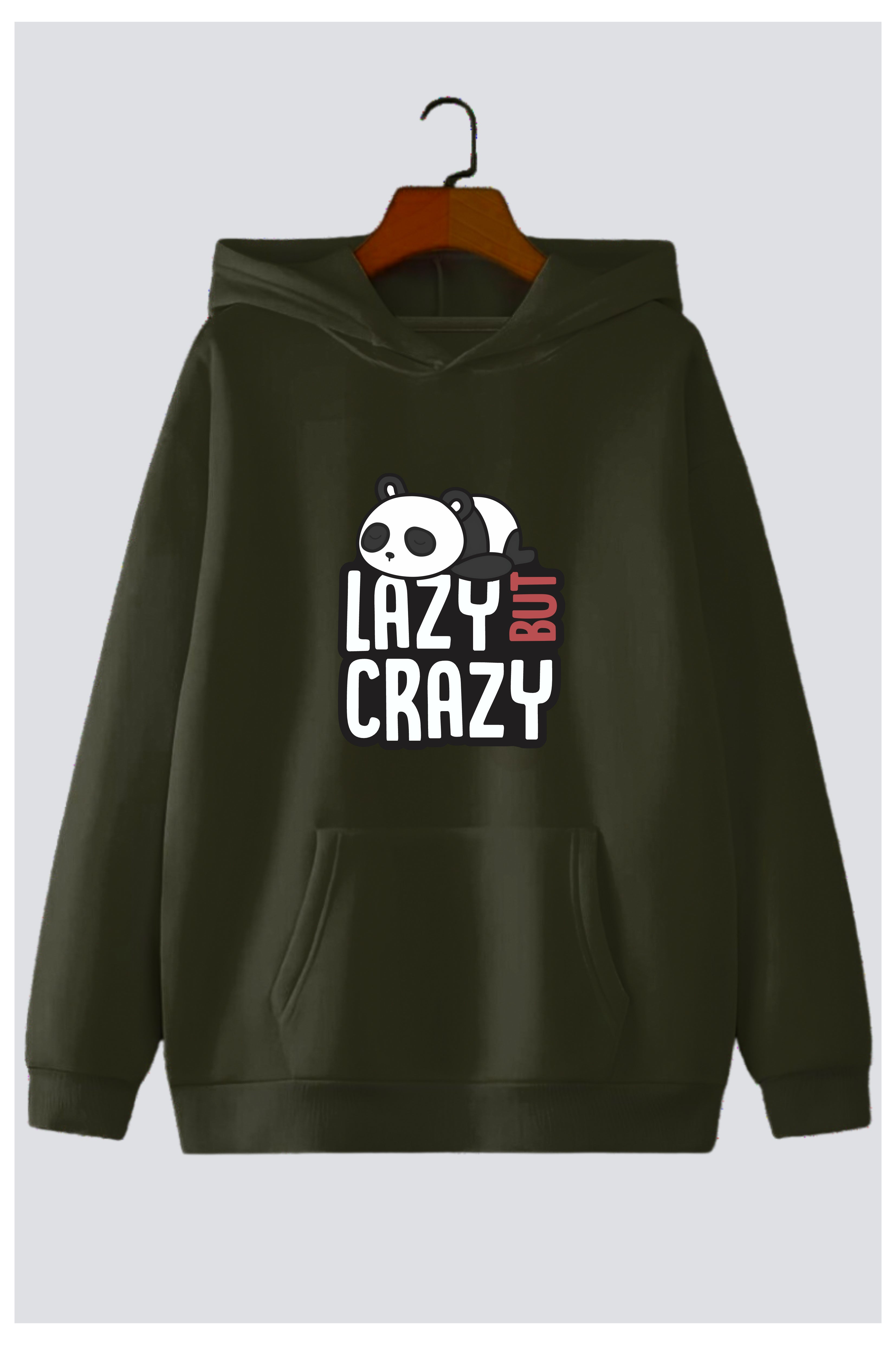 Lazy But Crazy Panda Oversized Drop-Shoulder Hoodie