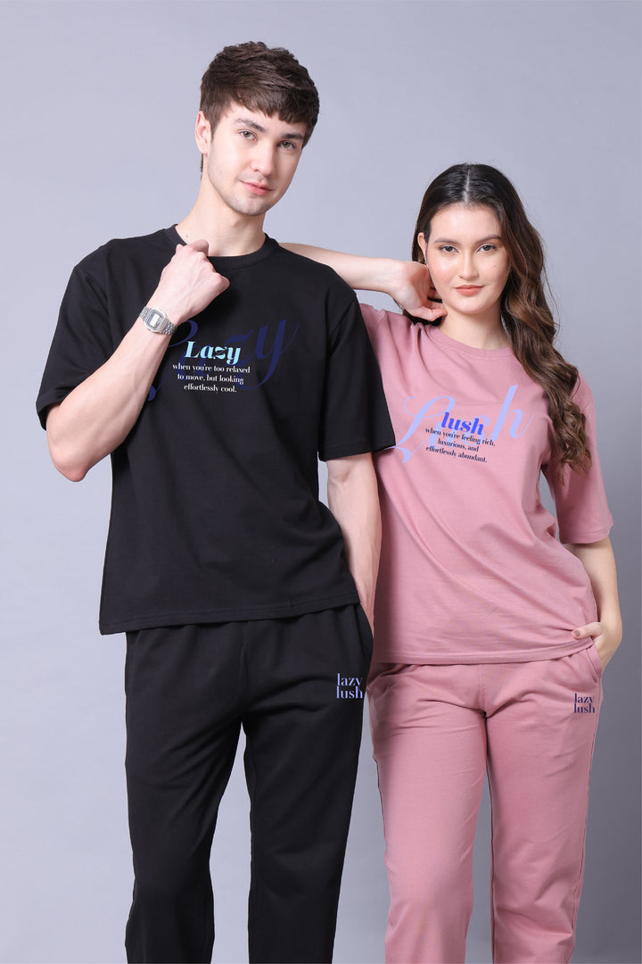 Lazy Lush Mood Couple Co-Ord Set With Joggers (Pack of 2)
