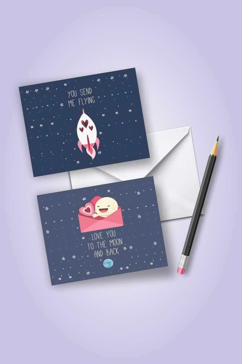 Love You Moon And Back Greeting Card - Lazy Lush