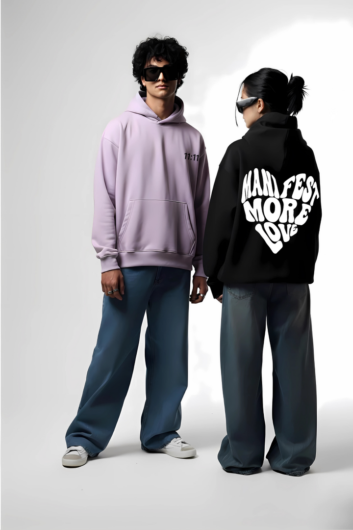 Manifest More Love Couple Oversized Drop Shoulder Hoodies - Pack of 2