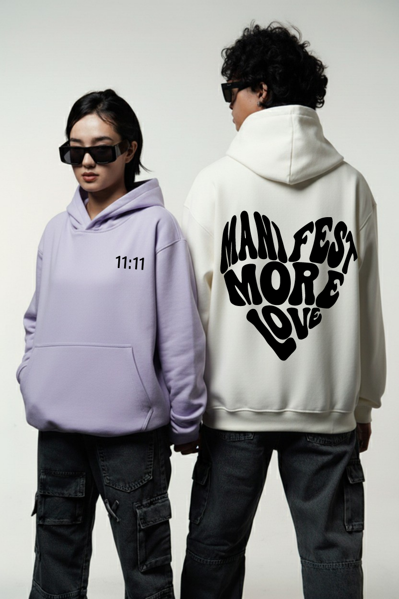 Manifest More Love Couple Oversized Drop Shoulder Hoodies - Pack of 2