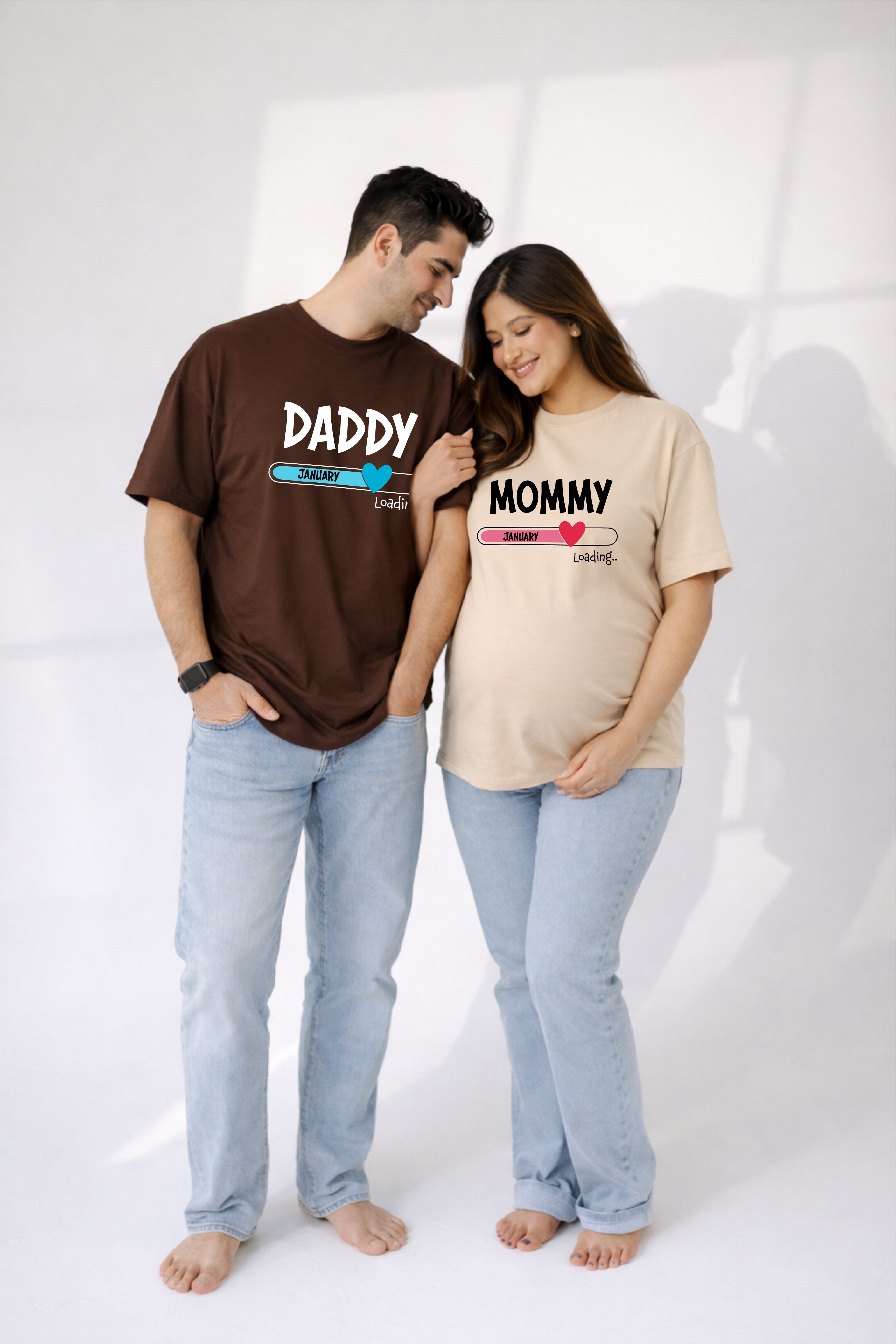 Mommy Daddy Oversized Couple T-Shirts (Pack of 2)