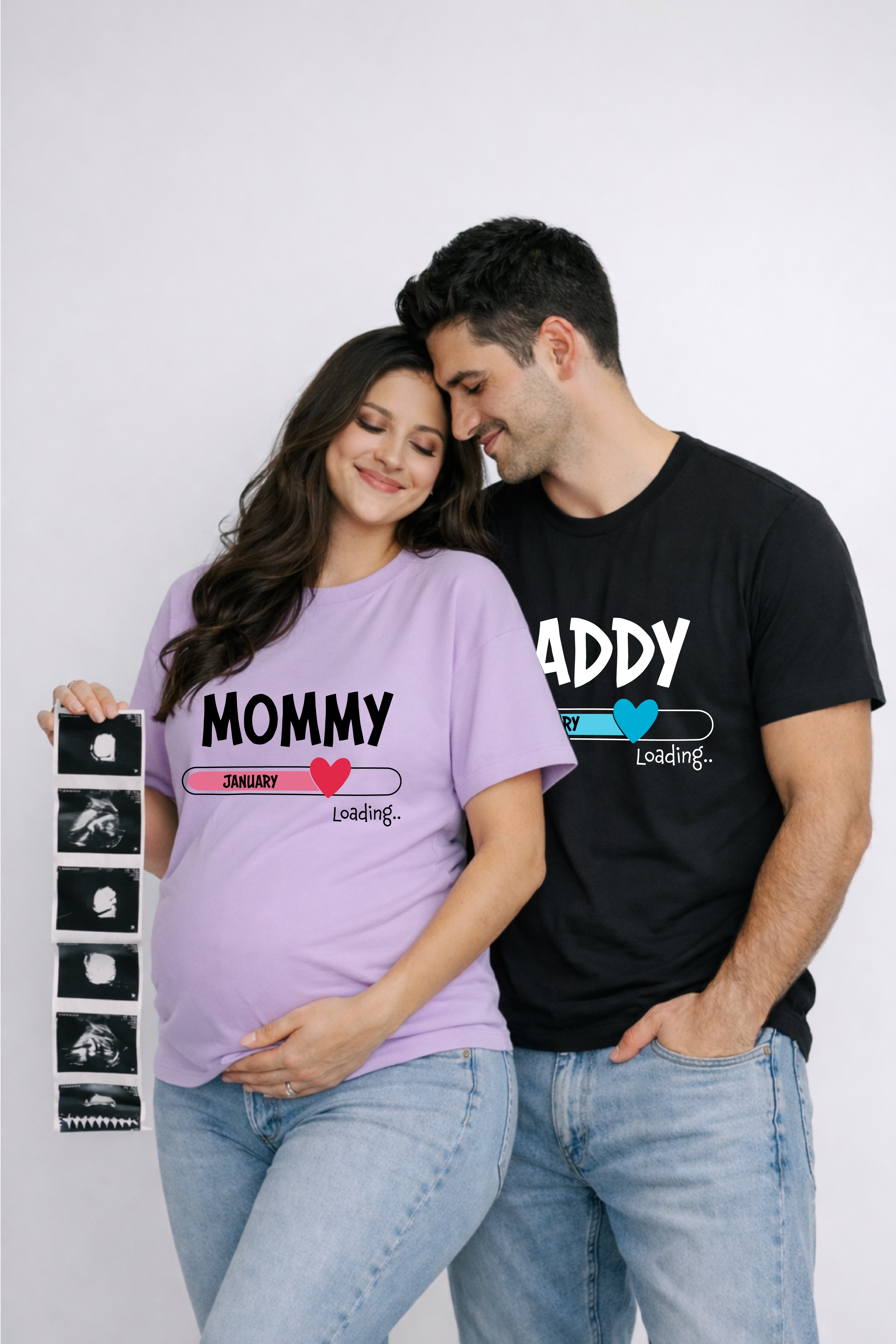 Mommy Daddy Oversized Couple T-Shirts (Pack of 2)