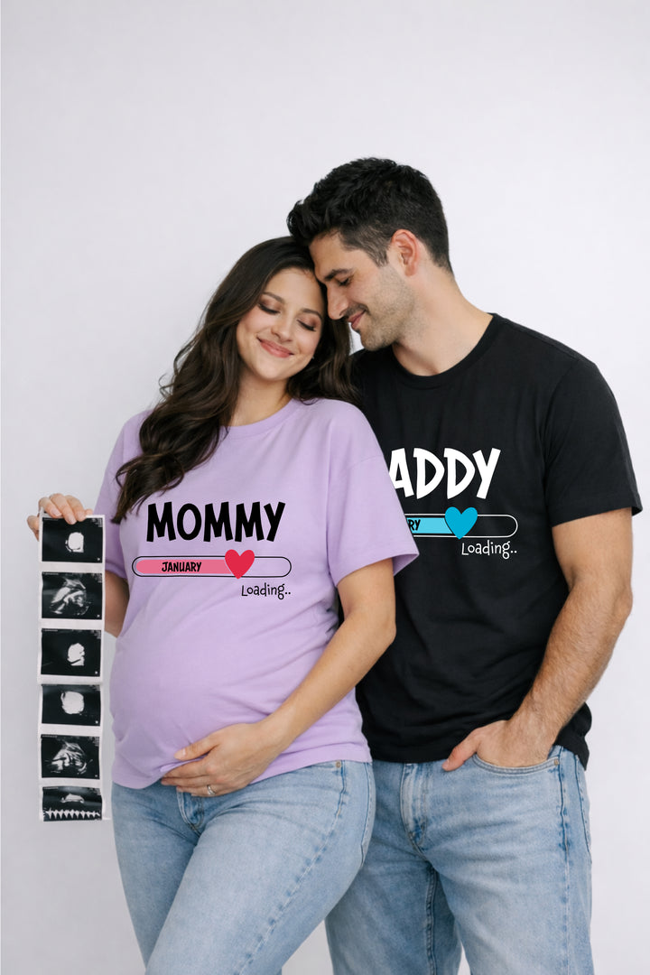 Mommy Daddy Oversized Couple T-Shirts (Pack of 2)