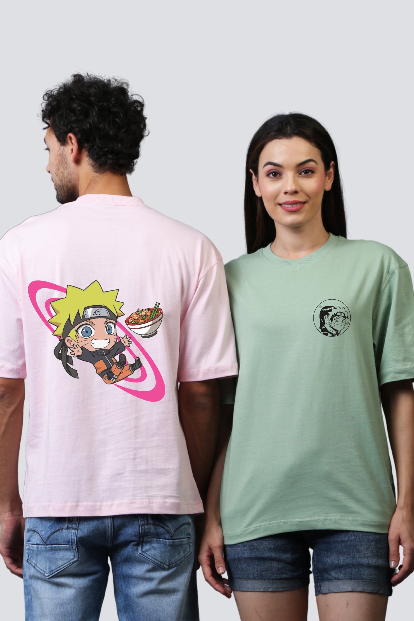 Naruto & Hinata Edition Oversized Couple Tees - Pack of 2