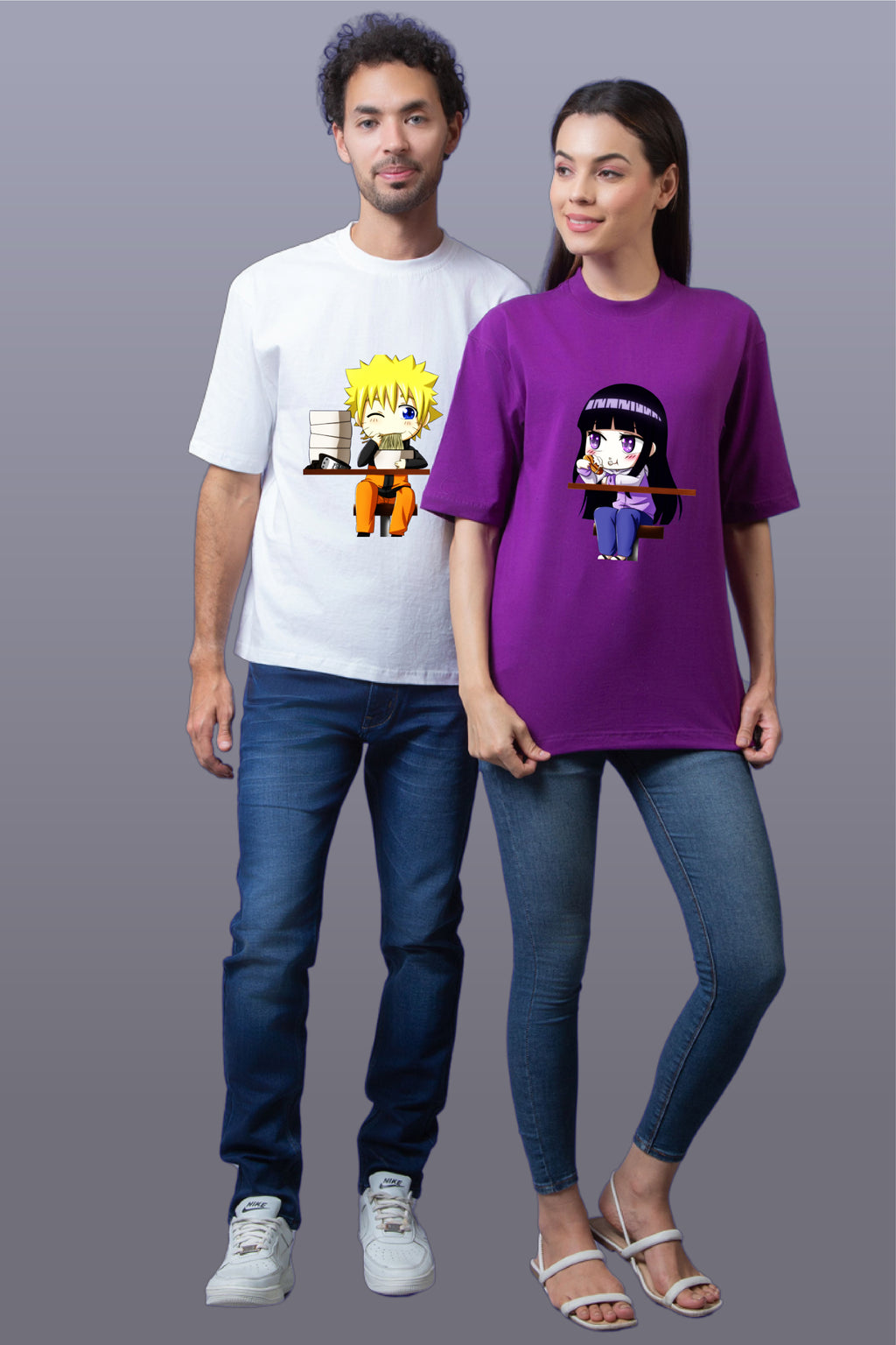 Naruto & Hinata Edition Oversized Couple Tees - Pack of 2