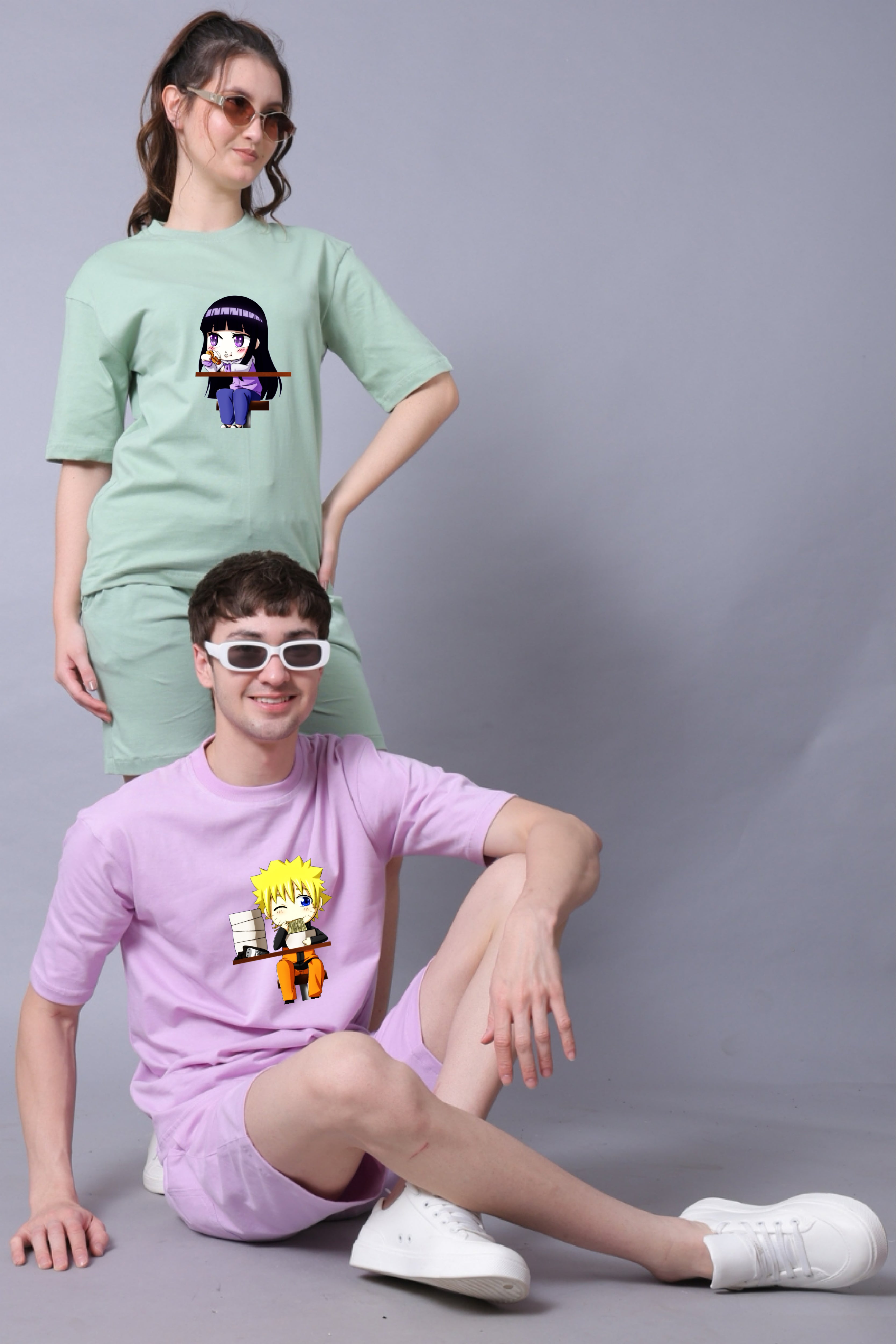 Naruto & Hinata Edition Oversized Couple Tees - Pack of 2