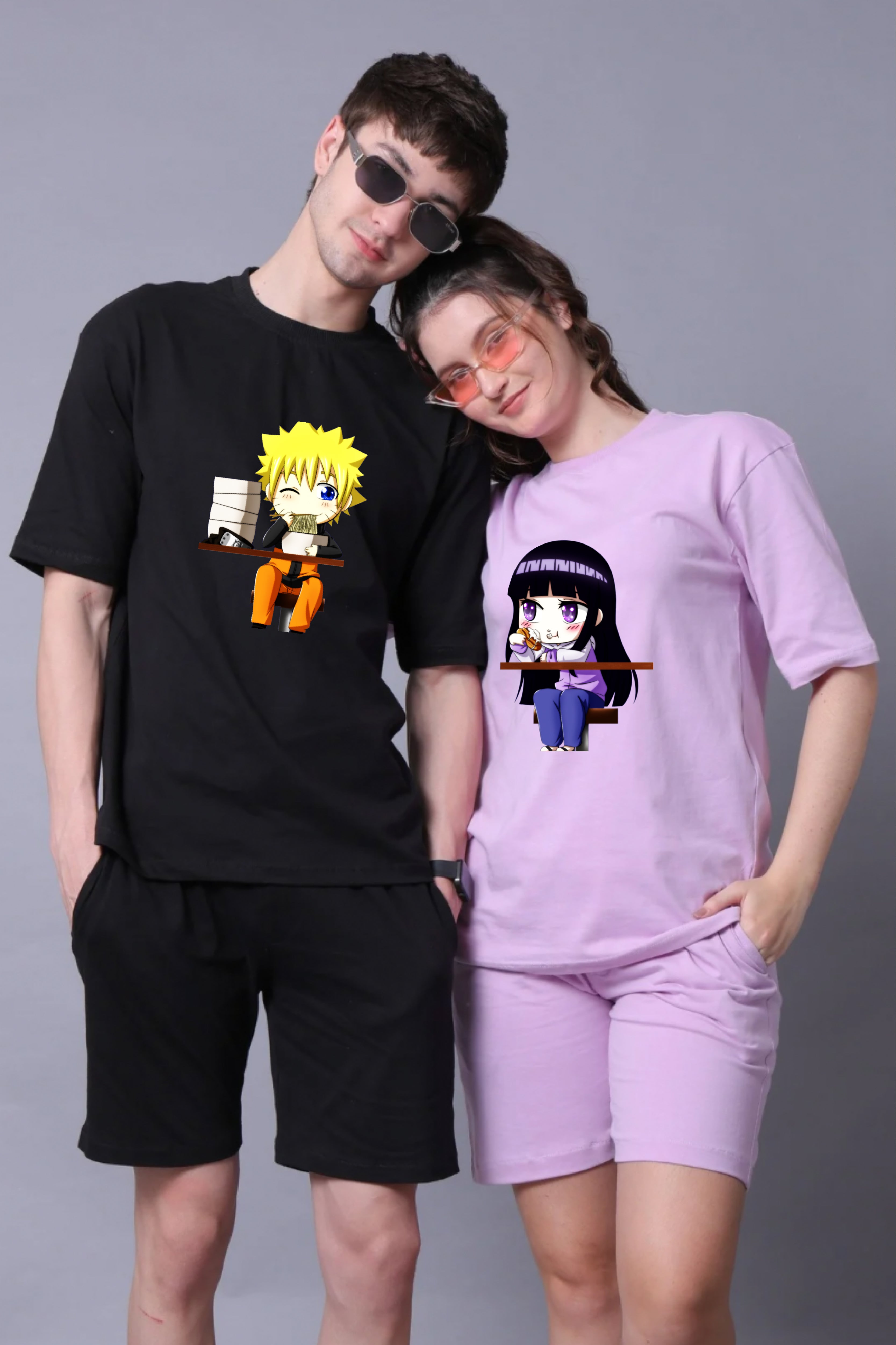 Naruto & Hinata Edition Oversized Couple Tees - Pack of 2