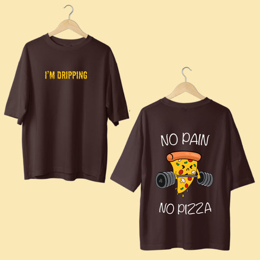 'No Pain, No Pizza' Motivation Oversized Tee