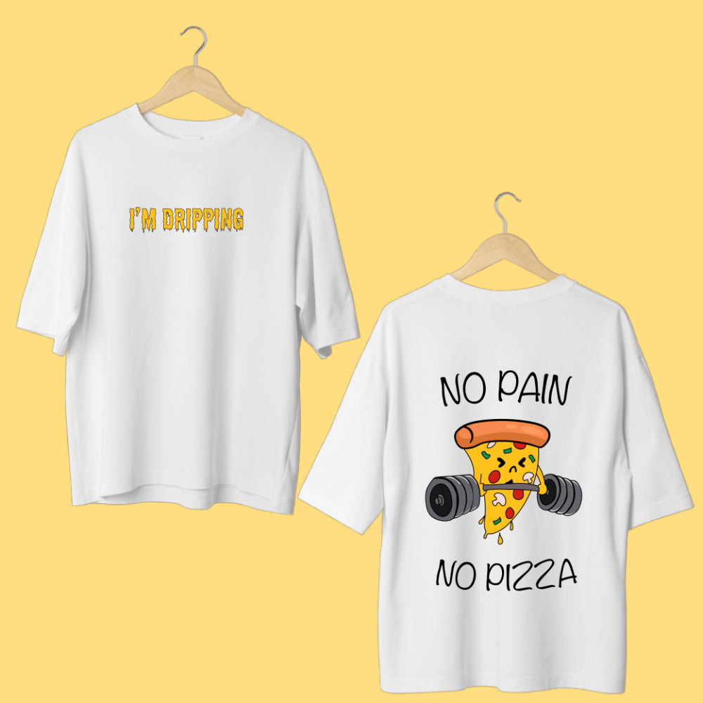 'No Pain, No Pizza' Motivation Oversized Tee