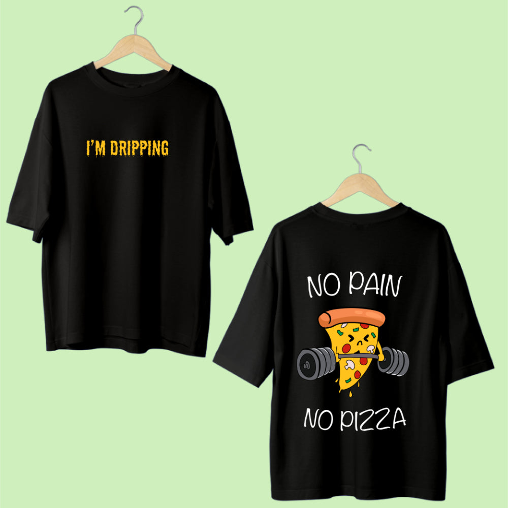 'No Pain, No Pizza' Motivation Oversized Tee